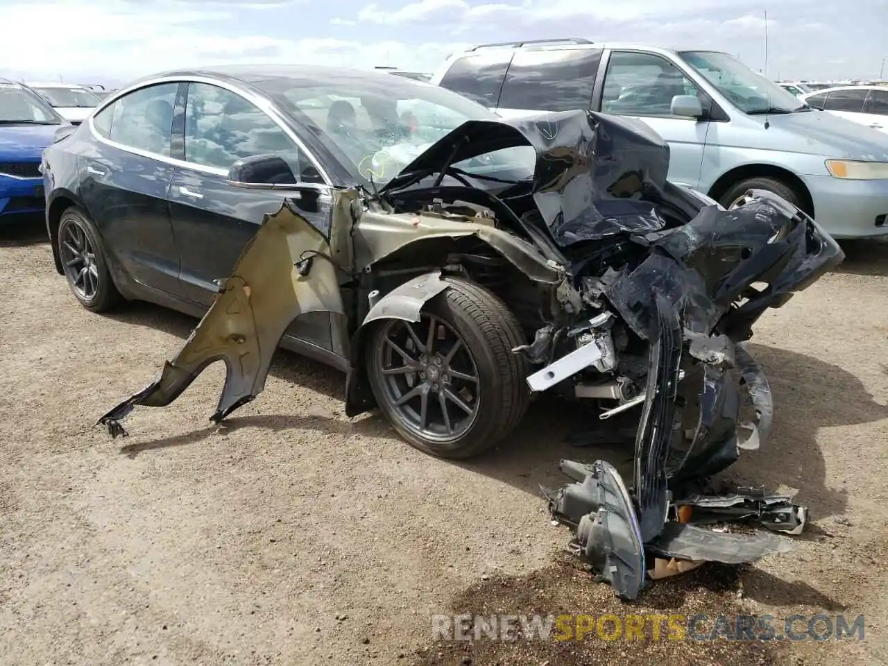 1 Photograph of a damaged car 5YJ3E1EBXKF385134 TESLA MODEL 3 2019