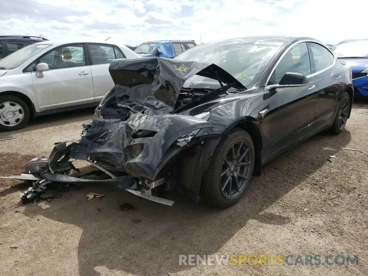 2 Photograph of a damaged car 5YJ3E1EBXKF385134 TESLA MODEL 3 2019