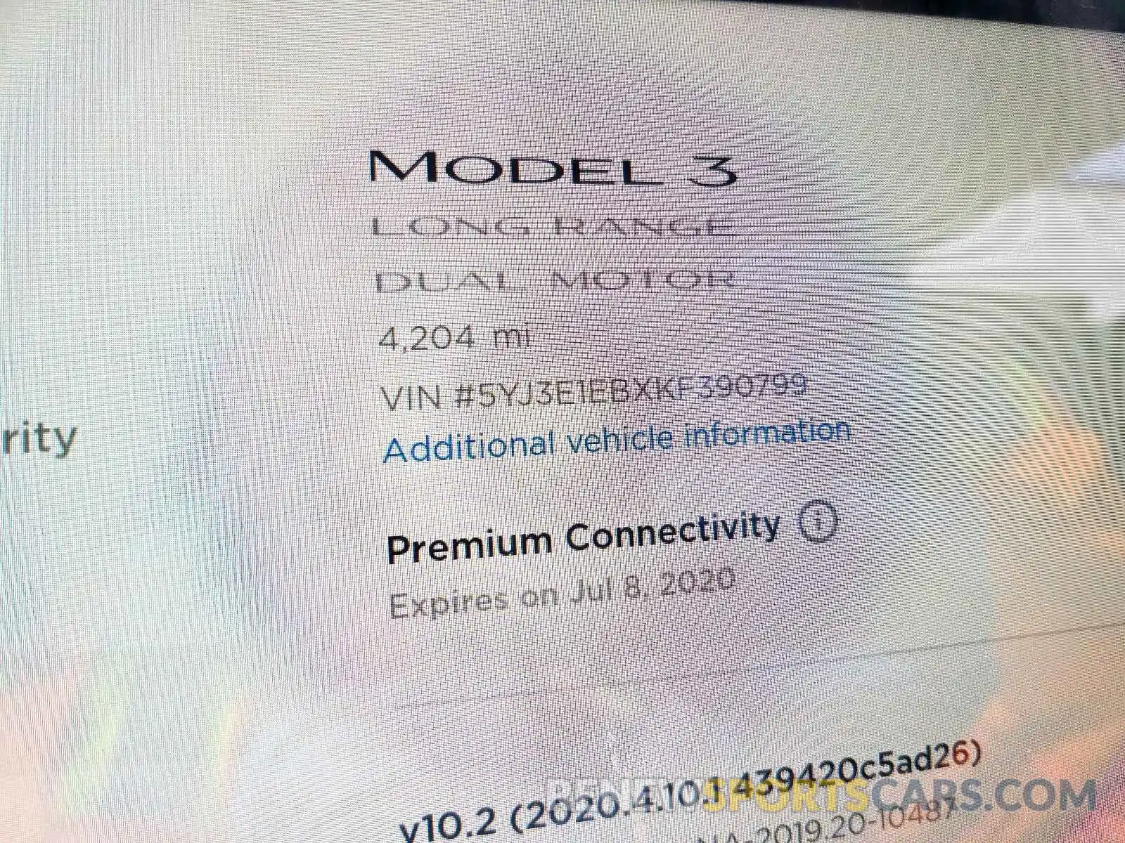 8 Photograph of a damaged car 5YJ3E1EBXKF390799 TESLA MODEL 3 2019