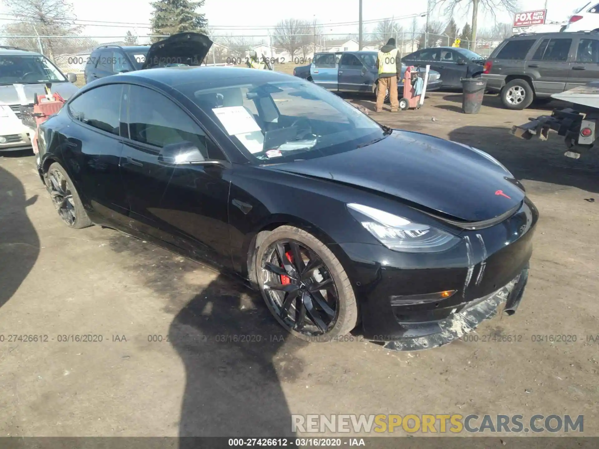 1 Photograph of a damaged car 5YJ3E1EBXKF393279 TESLA MODEL 3 2019