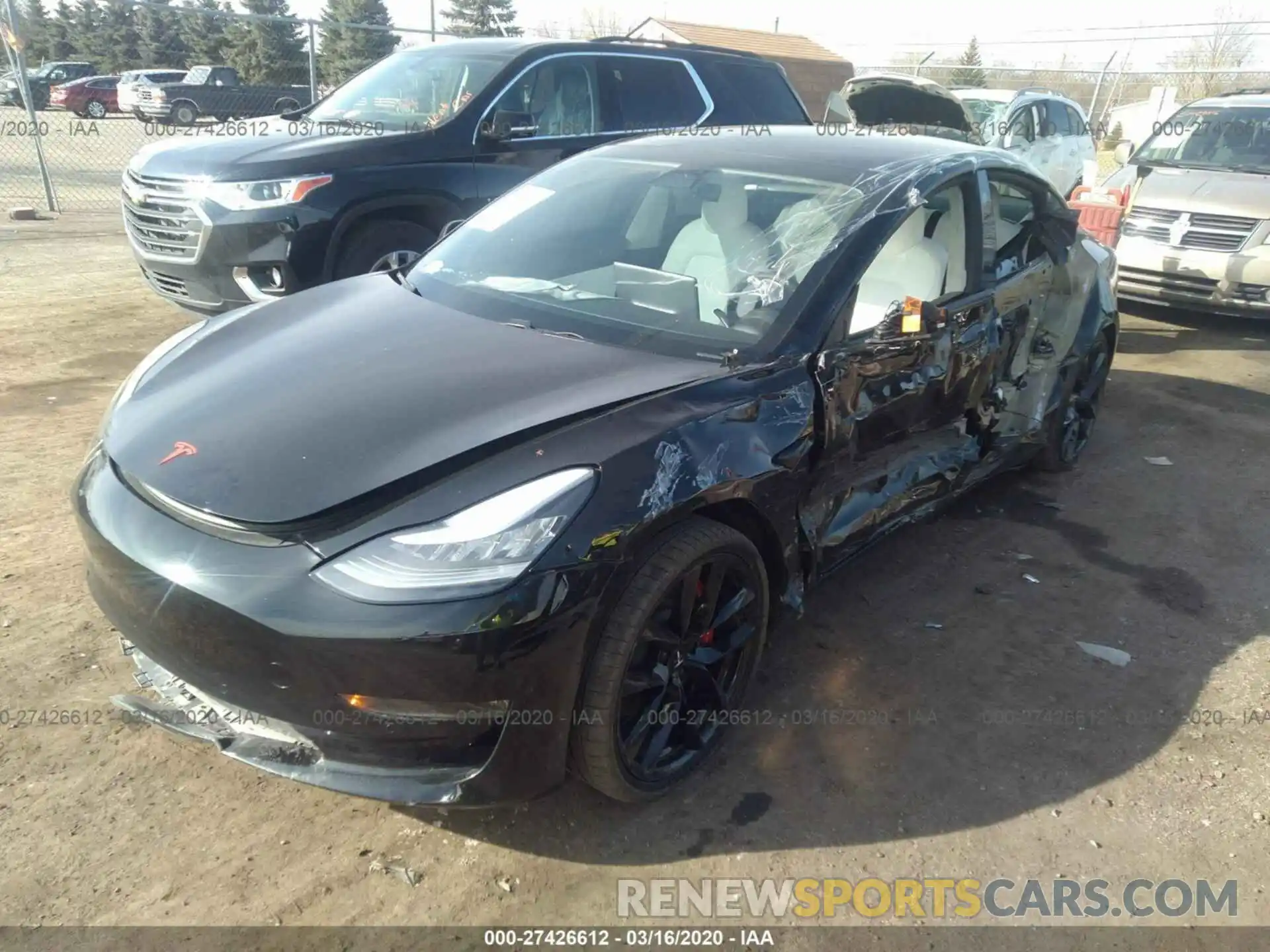 2 Photograph of a damaged car 5YJ3E1EBXKF393279 TESLA MODEL 3 2019