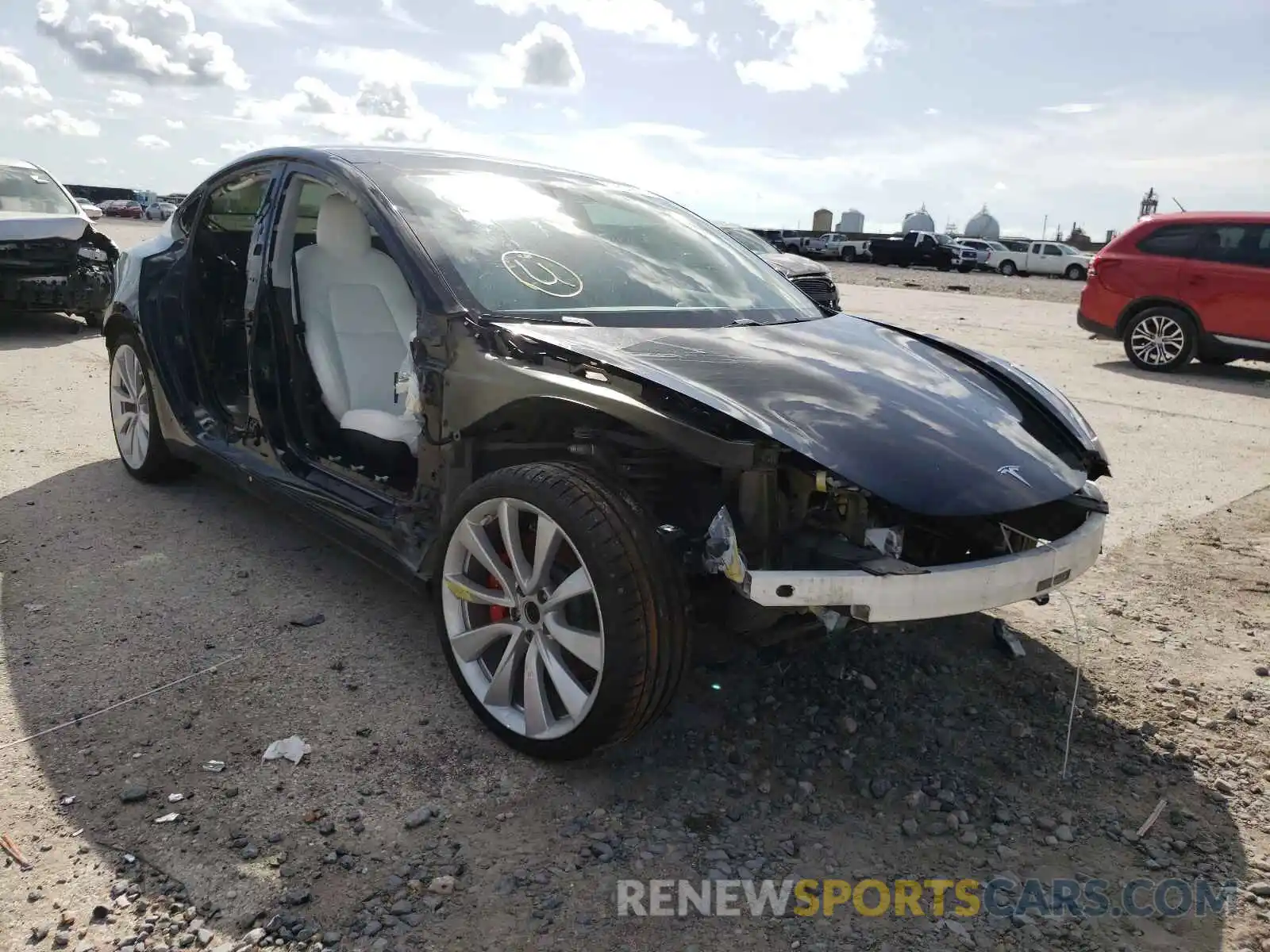 1 Photograph of a damaged car 5YJ3E1EBXKF413773 TESLA MODEL 3 2019