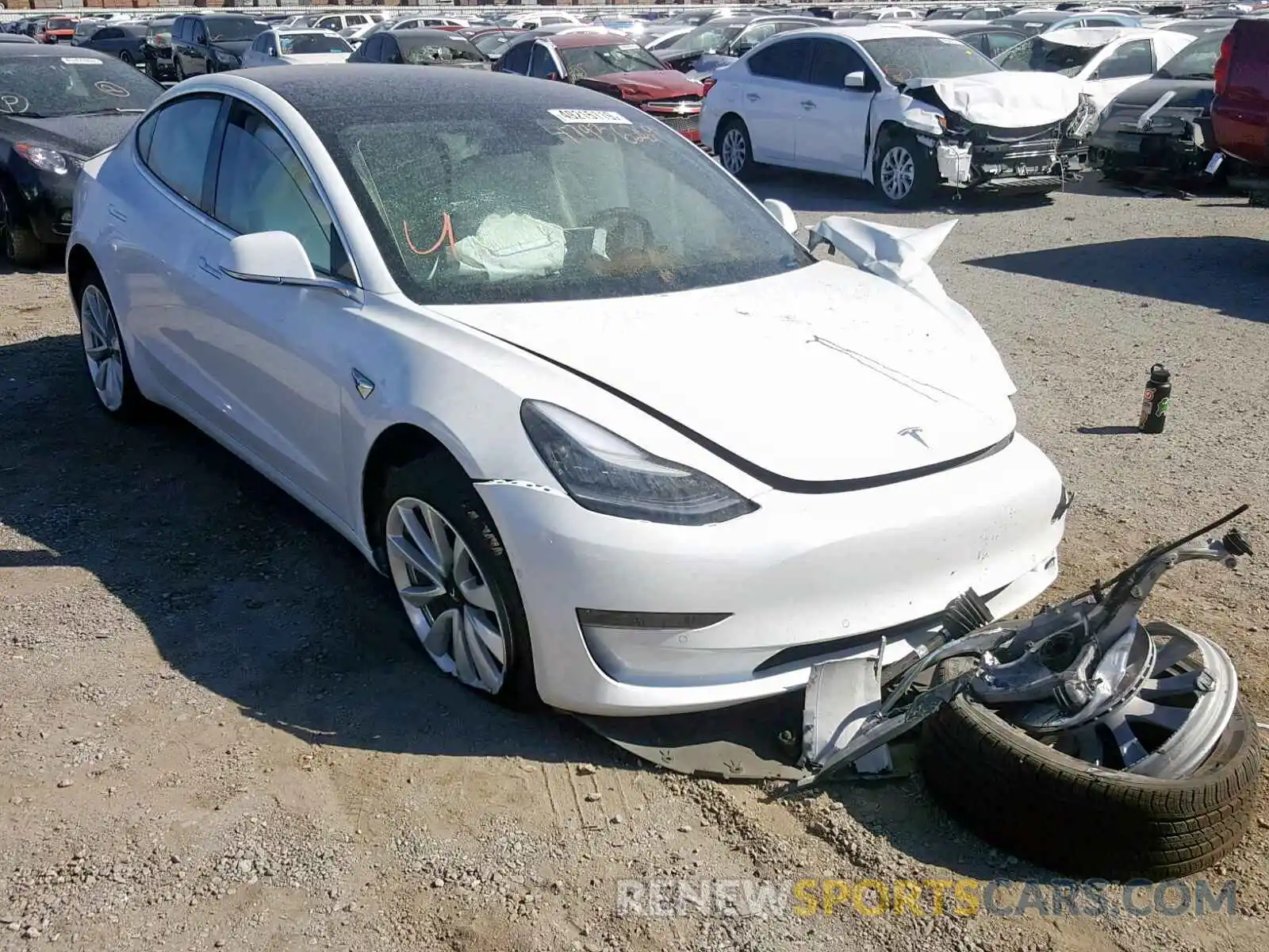 1 Photograph of a damaged car 5YJ3E1EBXKF421968 TESLA MODEL 3 2019