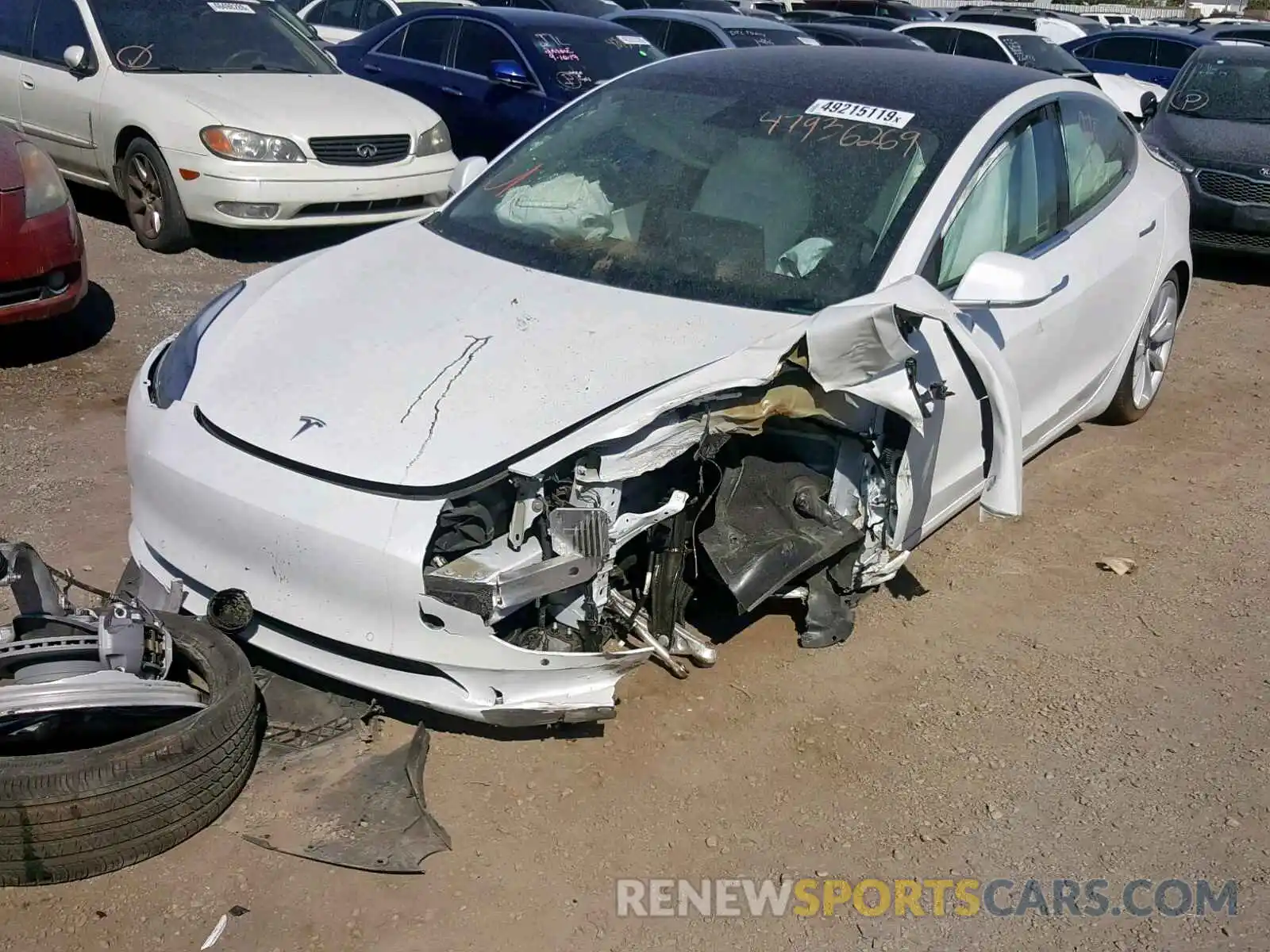 2 Photograph of a damaged car 5YJ3E1EBXKF421968 TESLA MODEL 3 2019