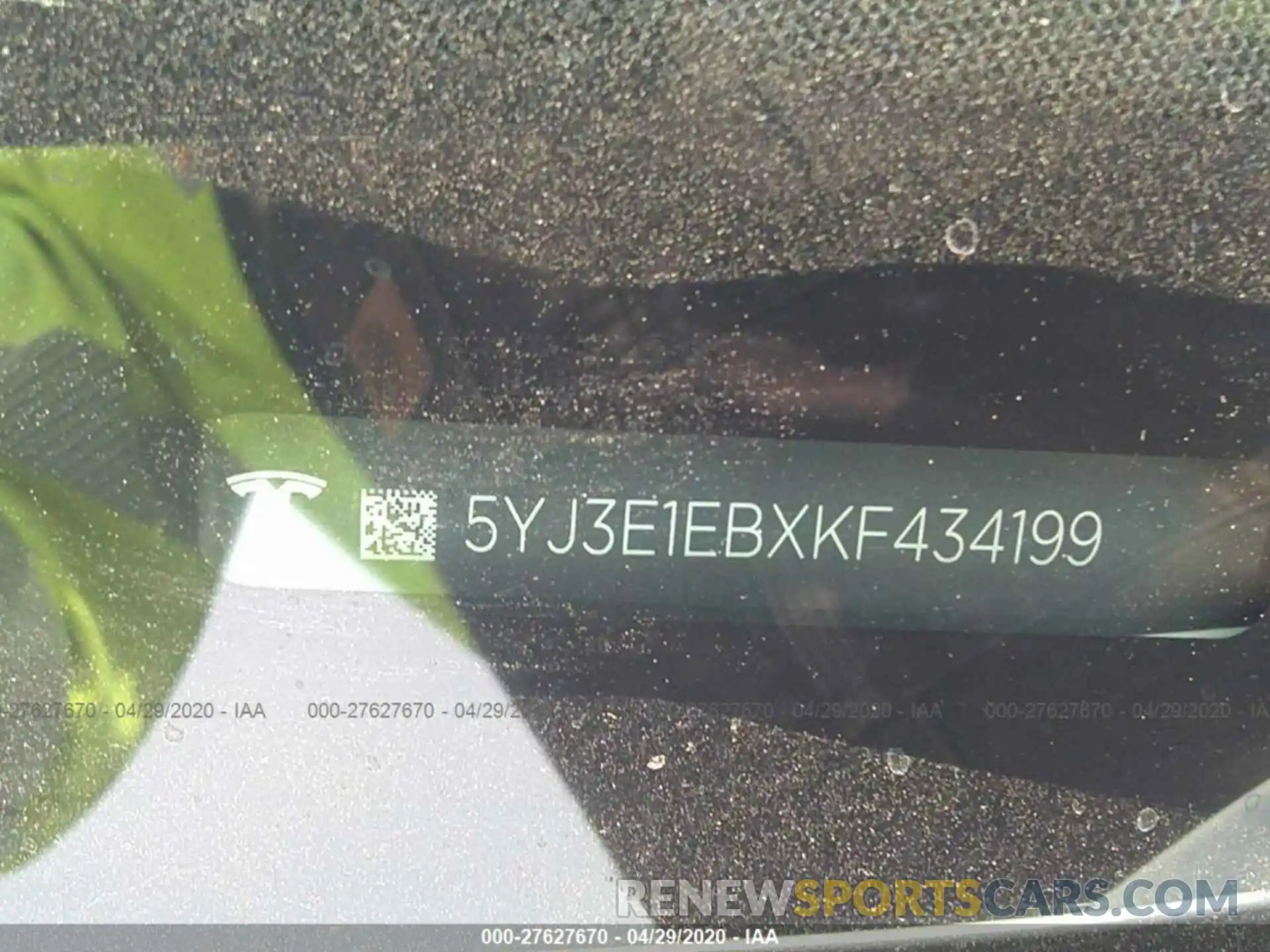 9 Photograph of a damaged car 5YJ3E1EBXKF434199 TESLA MODEL 3 2019