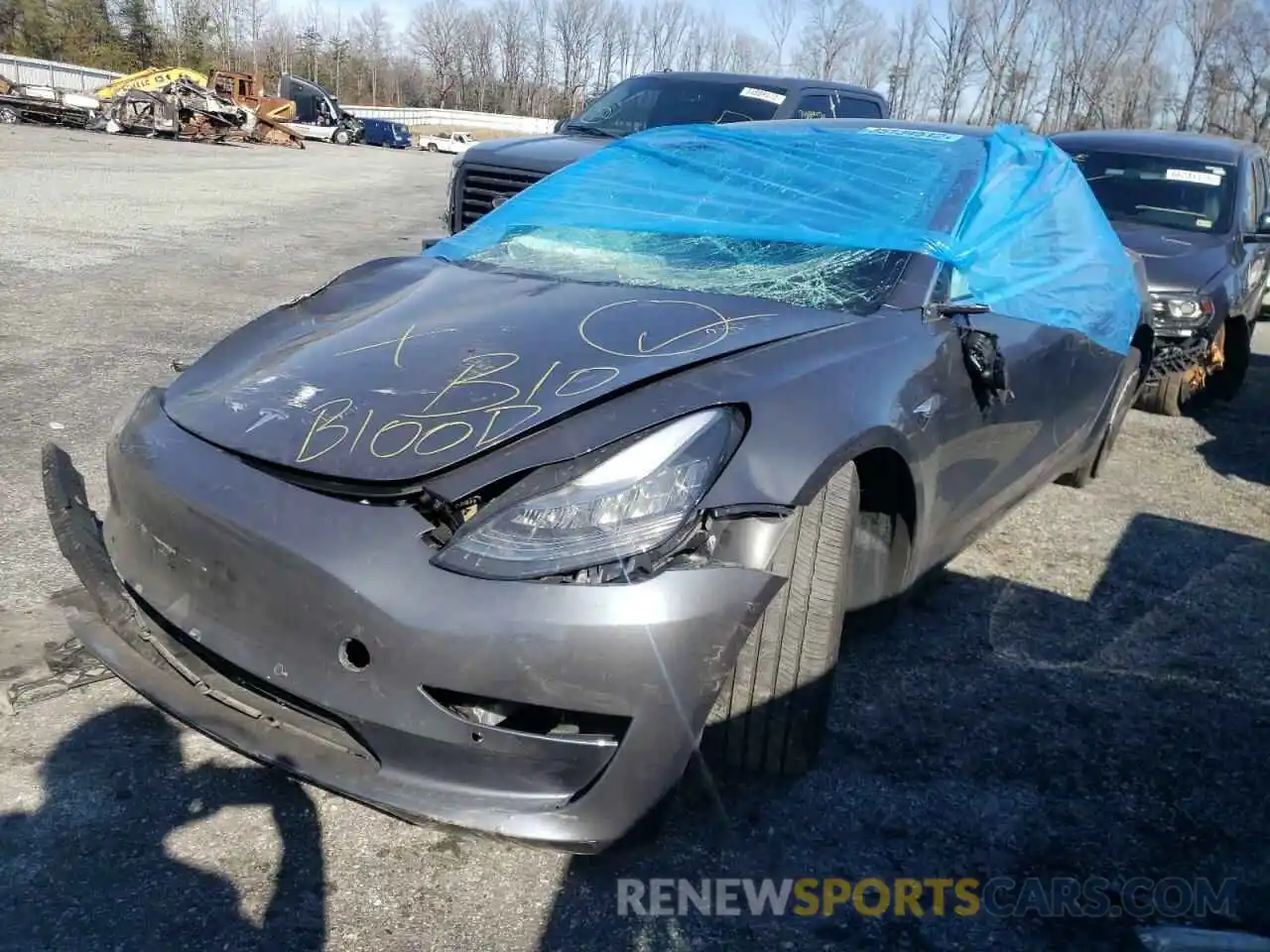 2 Photograph of a damaged car 5YJ3E1EBXKF452122 TESLA MODEL 3 2019