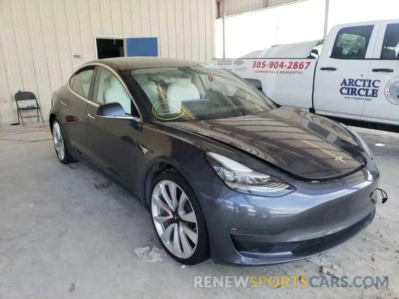 1 Photograph of a damaged car 5YJ3E1EBXKF469745 TESLA MODEL 3 2019