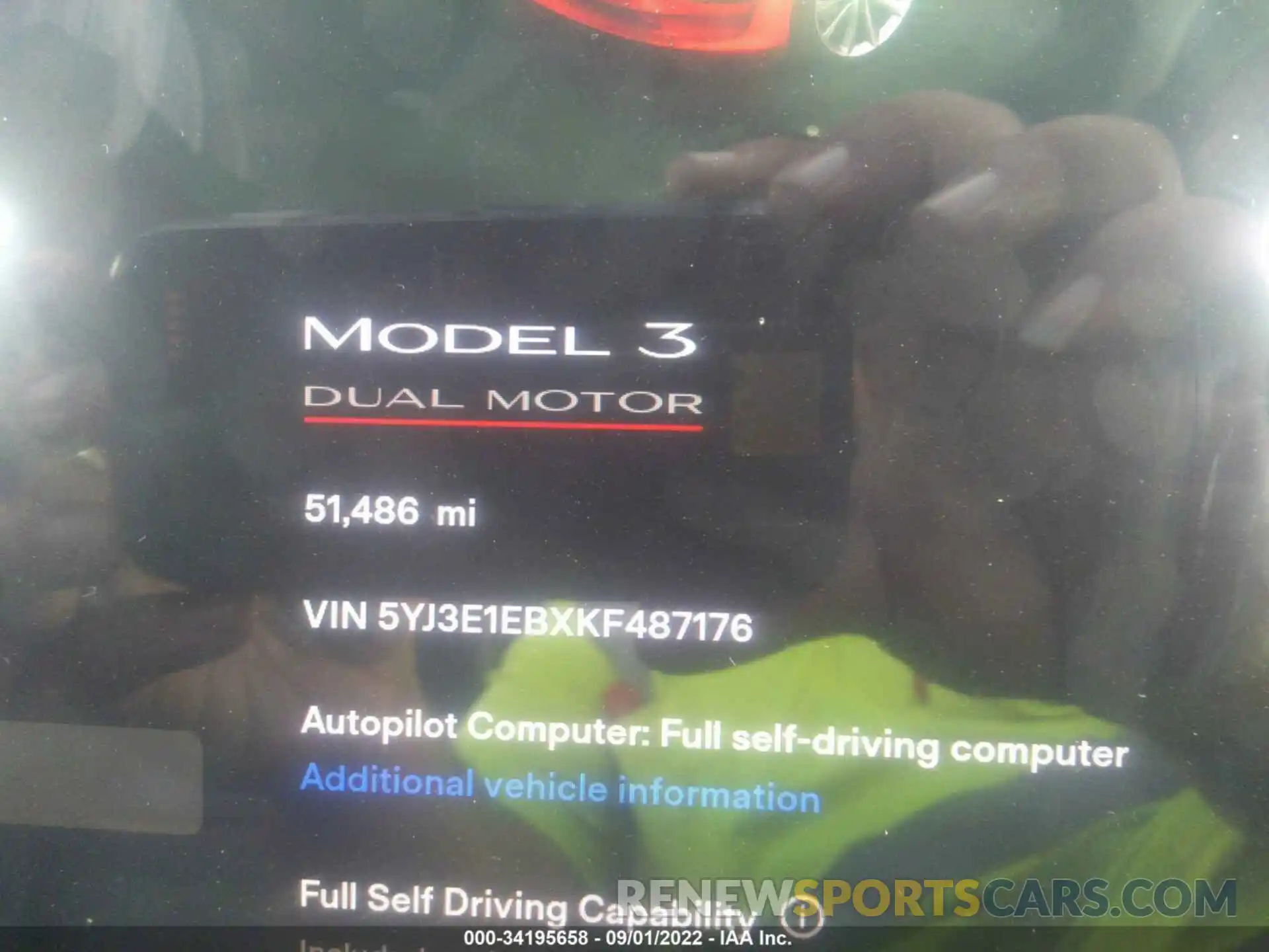 7 Photograph of a damaged car 5YJ3E1EBXKF487176 TESLA MODEL 3 2019