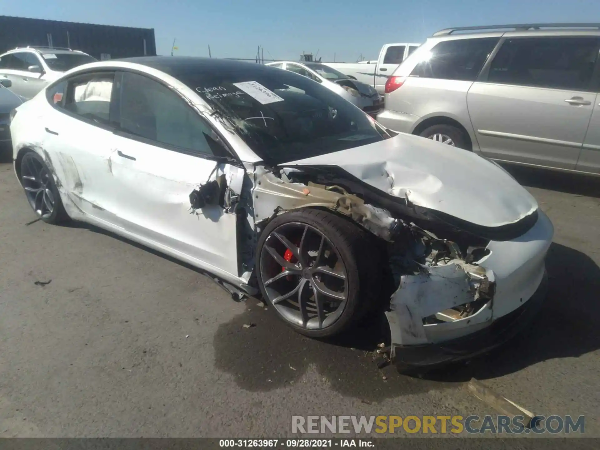 1 Photograph of a damaged car 5YJ3E1EBXKF487212 TESLA MODEL 3 2019