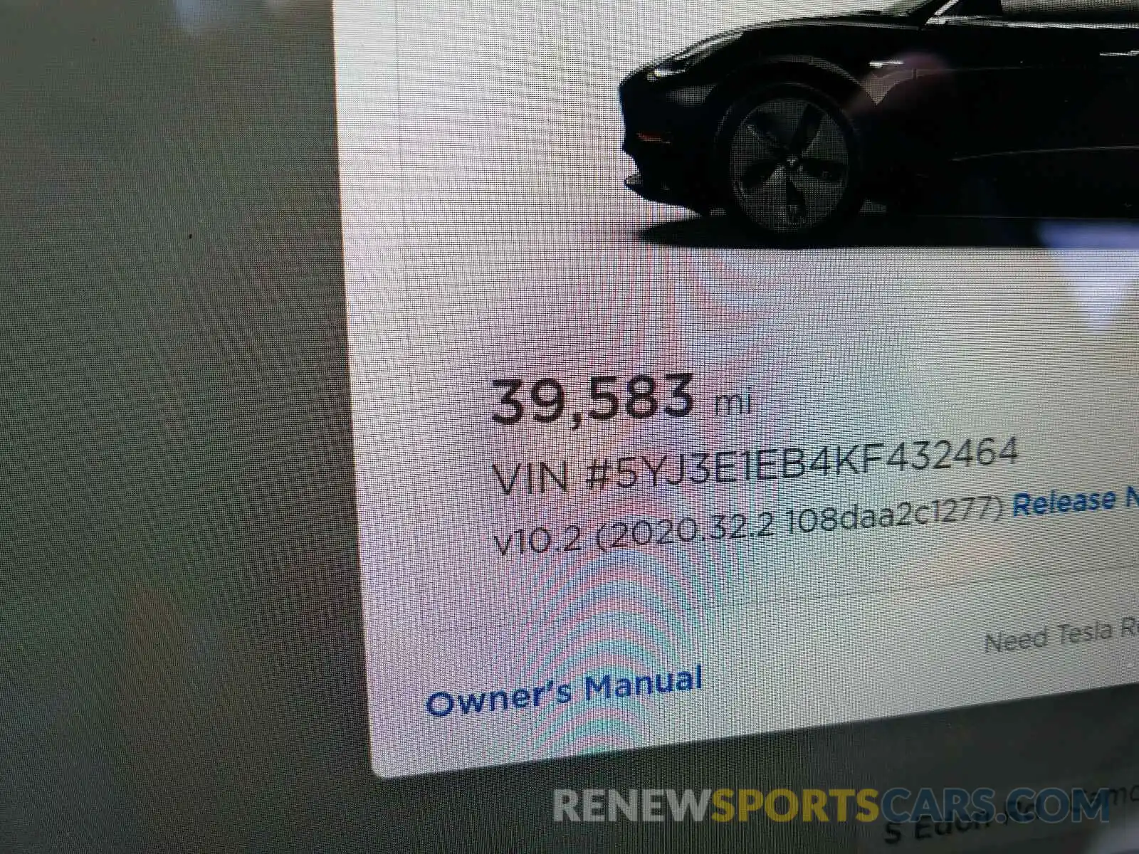 8 Фотография поврежденного автомобиля 5YJ3E1EN4KF432464 TESLA MODEL 3 2019