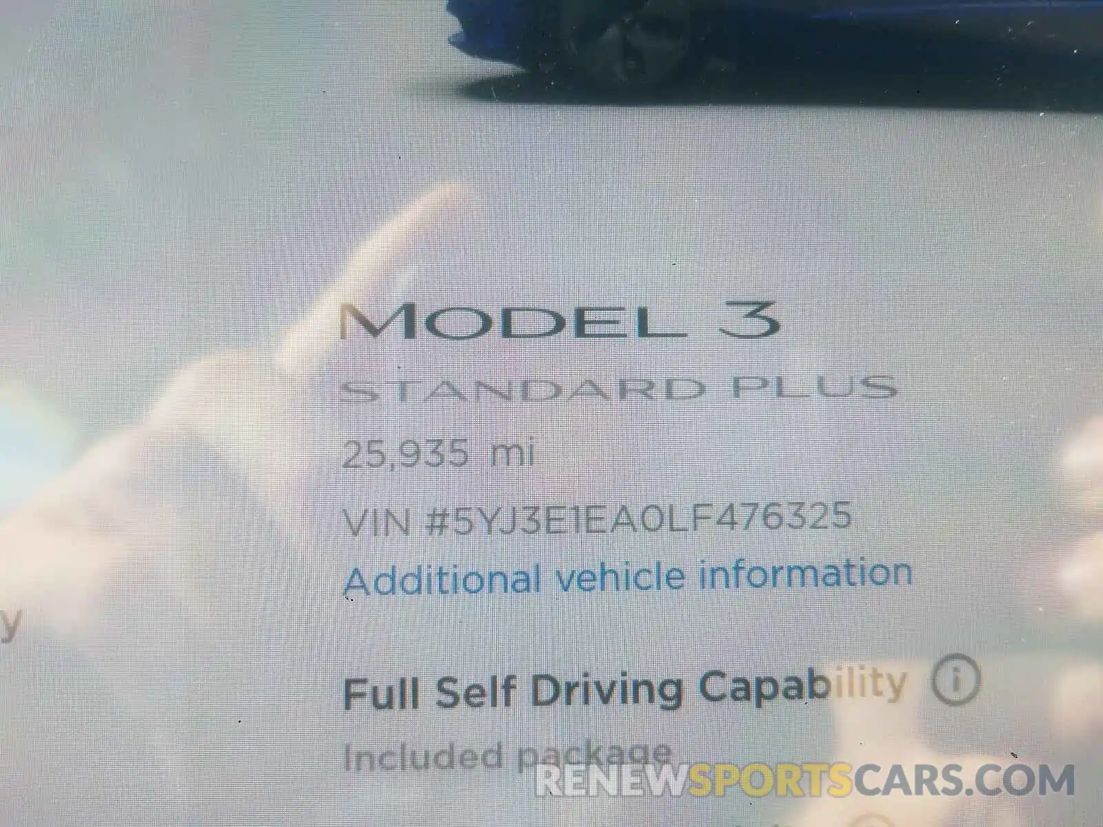 8 Photograph of a damaged car 5YJ3E1EA0LF476325 TESLA MODEL 3 2020