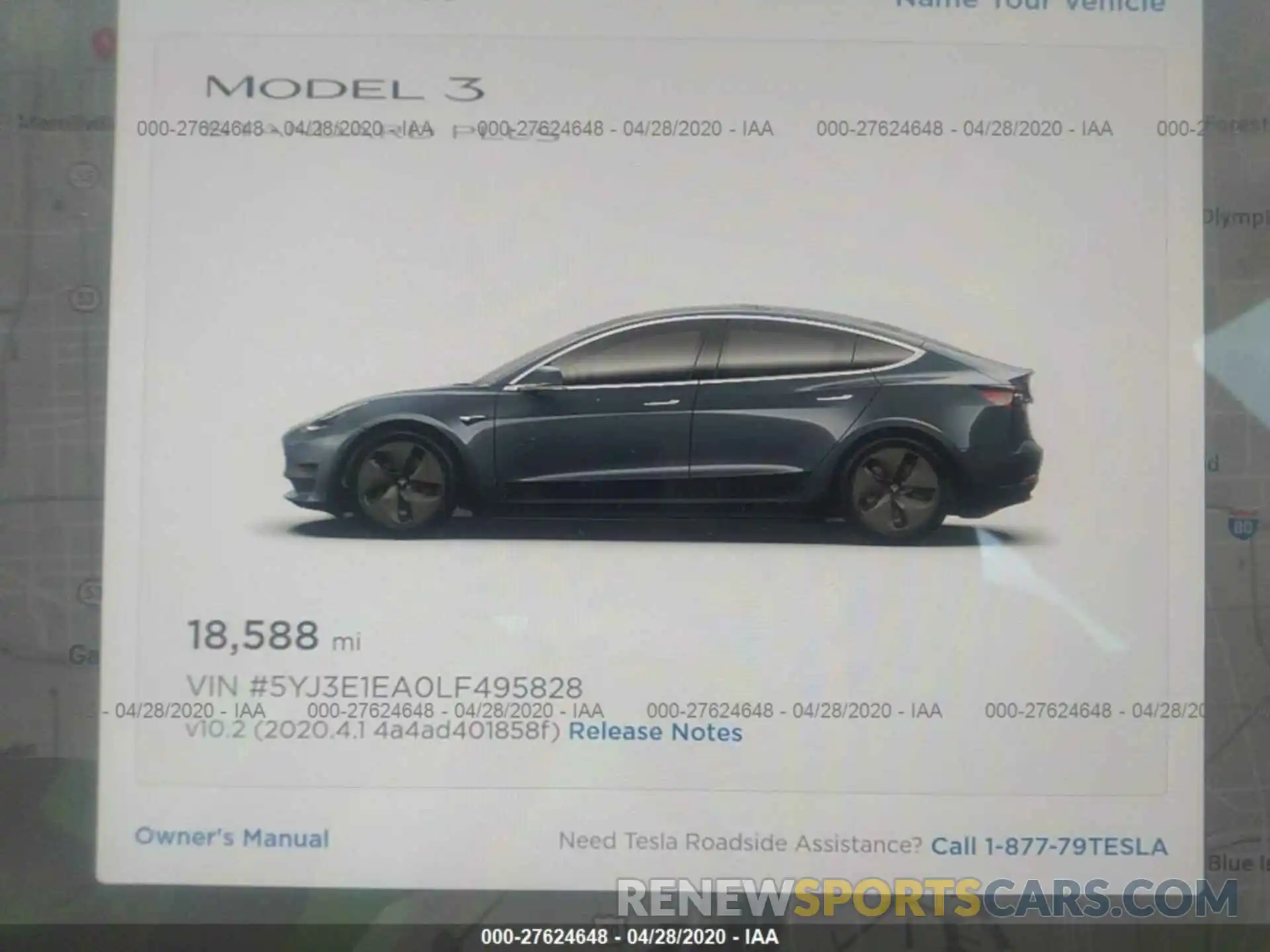 7 Photograph of a damaged car 5YJ3E1EA0LF495828 TESLA MODEL 3 2020