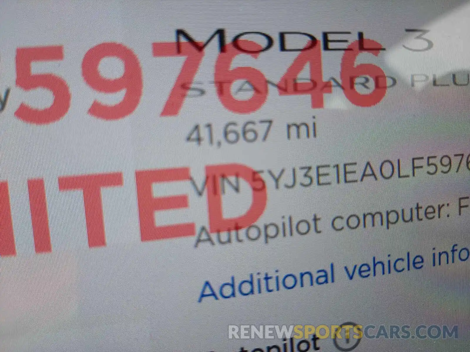 8 Фотография поврежденного автомобиля 5YJ3E1EA0LF597646 TESLA MODEL 3 2020