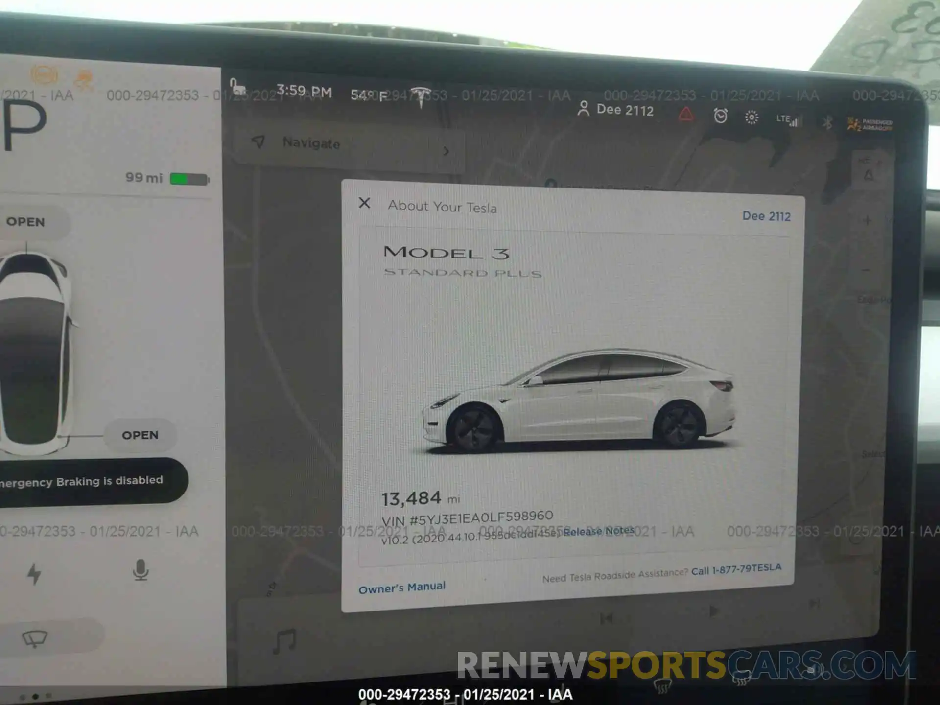 7 Фотография поврежденного автомобиля 5YJ3E1EA0LF598960 TESLA MODEL 3 2020