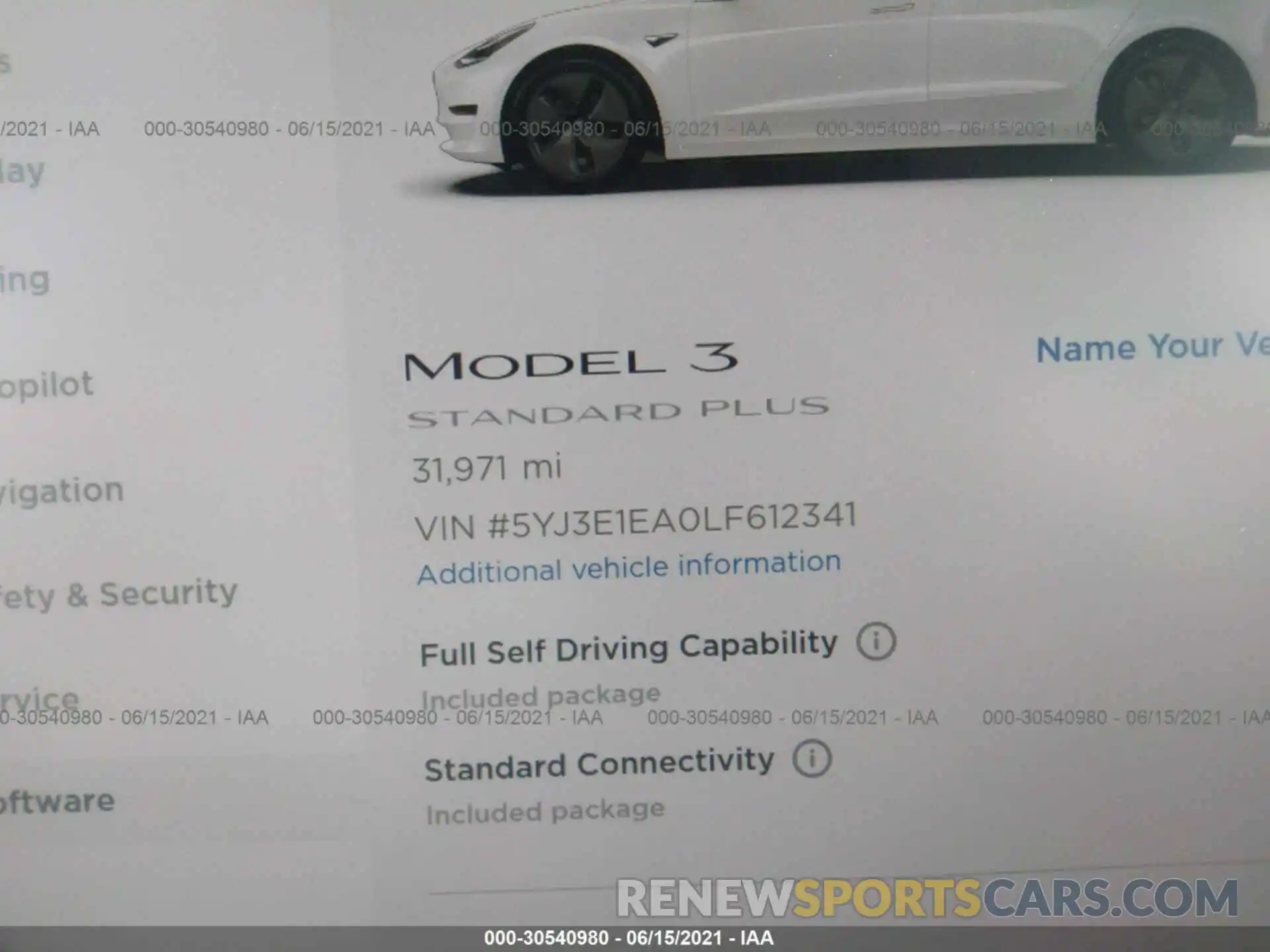 7 Фотография поврежденного автомобиля 5YJ3E1EA0LF612341 TESLA MODEL 3 2020