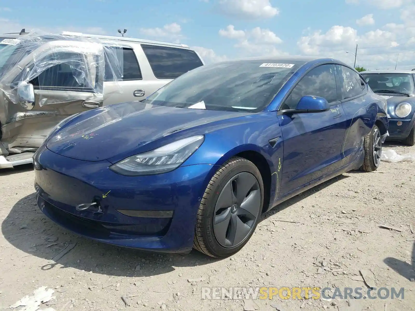 2 Photograph of a damaged car 5YJ3E1EA0LF660101 TESLA MODEL 3 2020