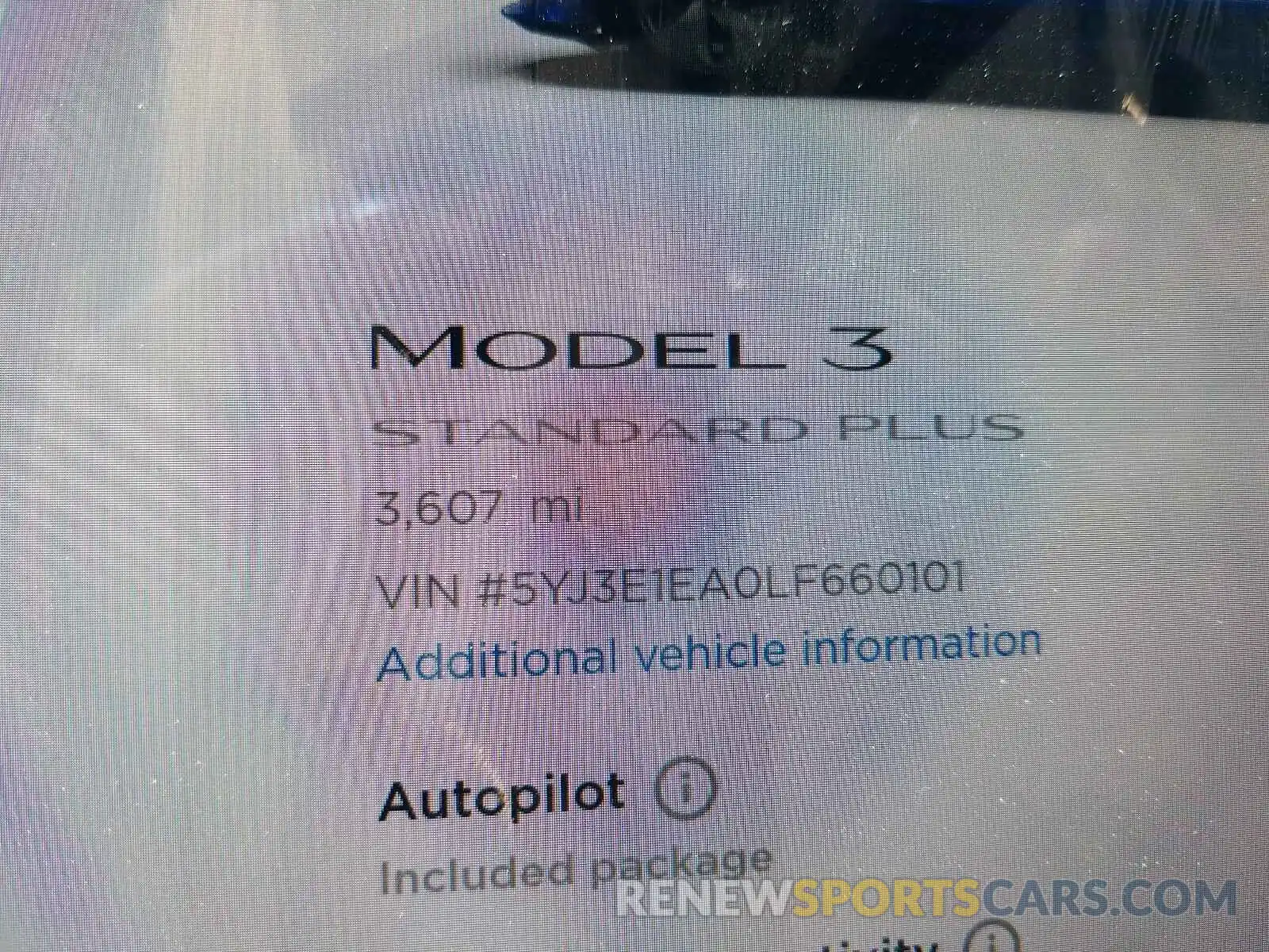 8 Photograph of a damaged car 5YJ3E1EA0LF660101 TESLA MODEL 3 2020