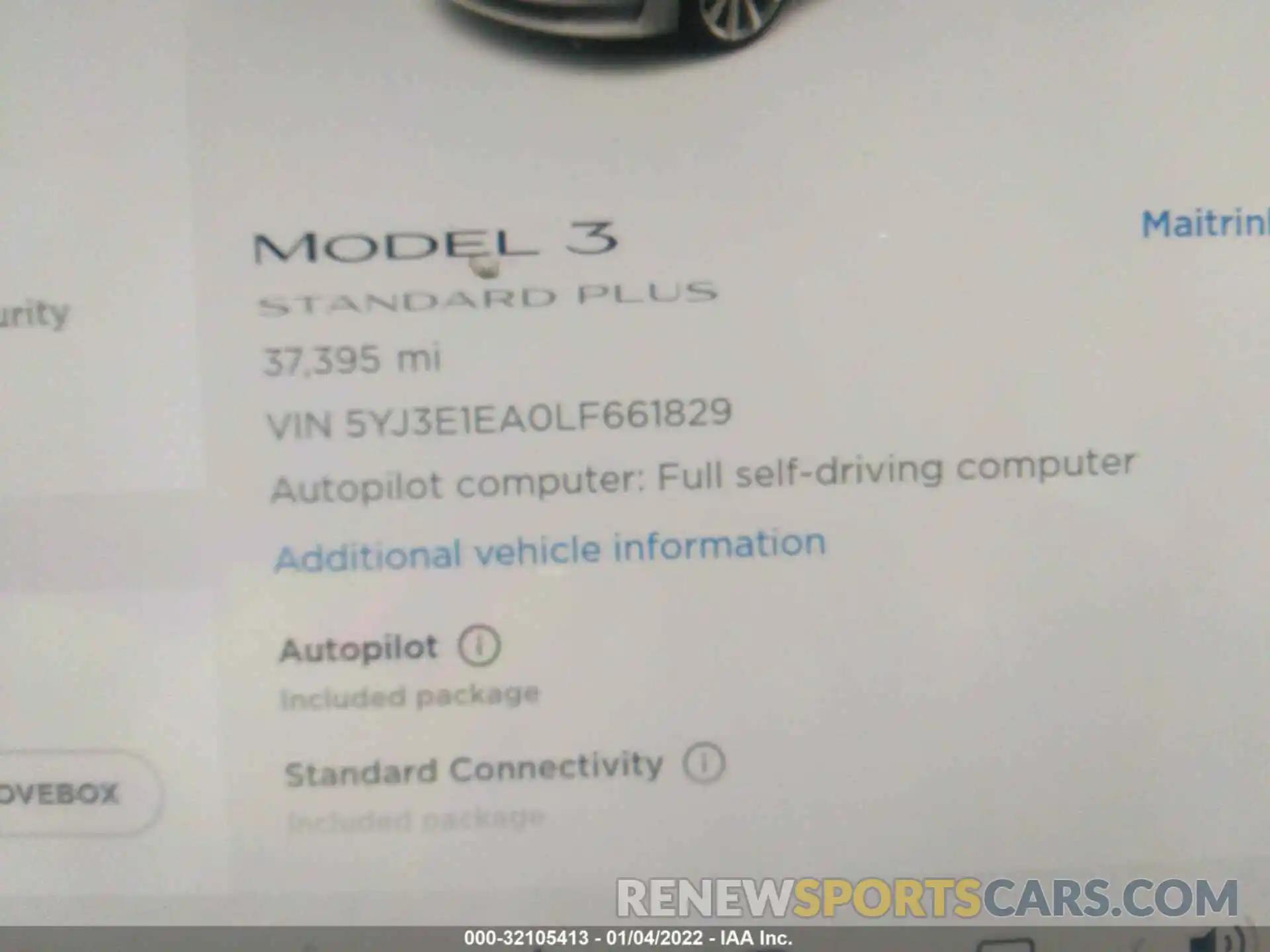 7 Photograph of a damaged car 5YJ3E1EA0LF661829 TESLA MODEL 3 2020