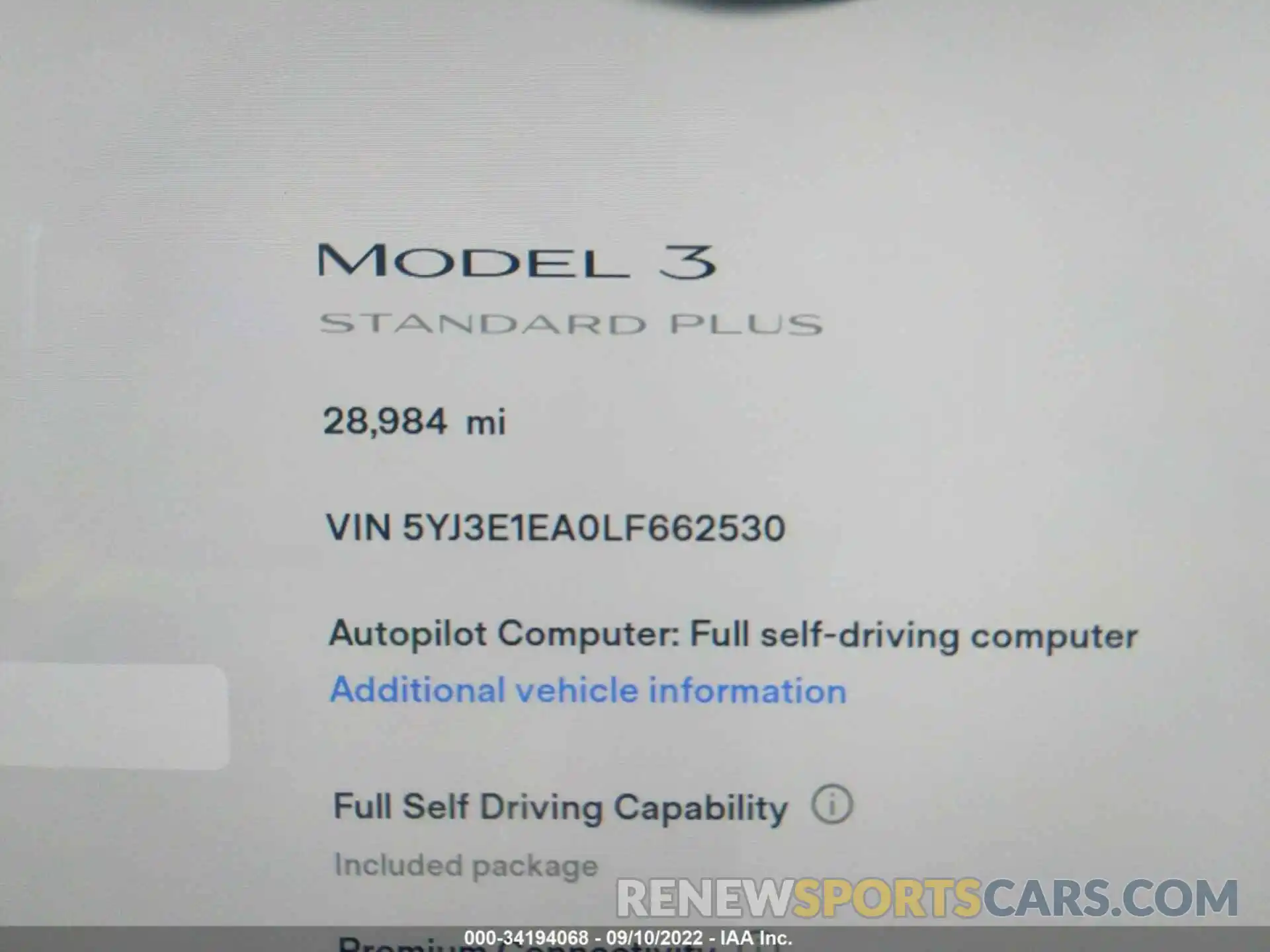 7 Photograph of a damaged car 5YJ3E1EA0LF662530 TESLA MODEL 3 2020