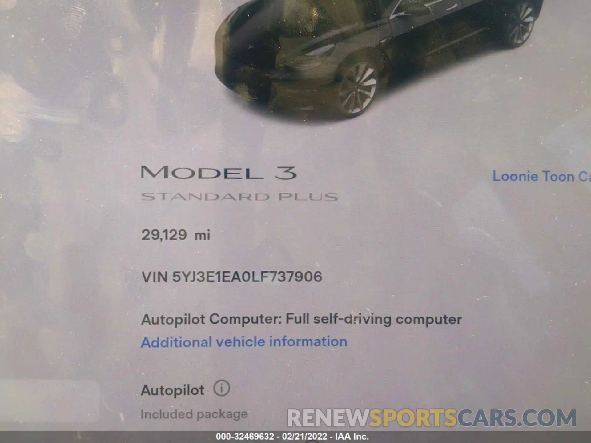 7 Photograph of a damaged car 5YJ3E1EA0LF737906 TESLA MODEL 3 2020