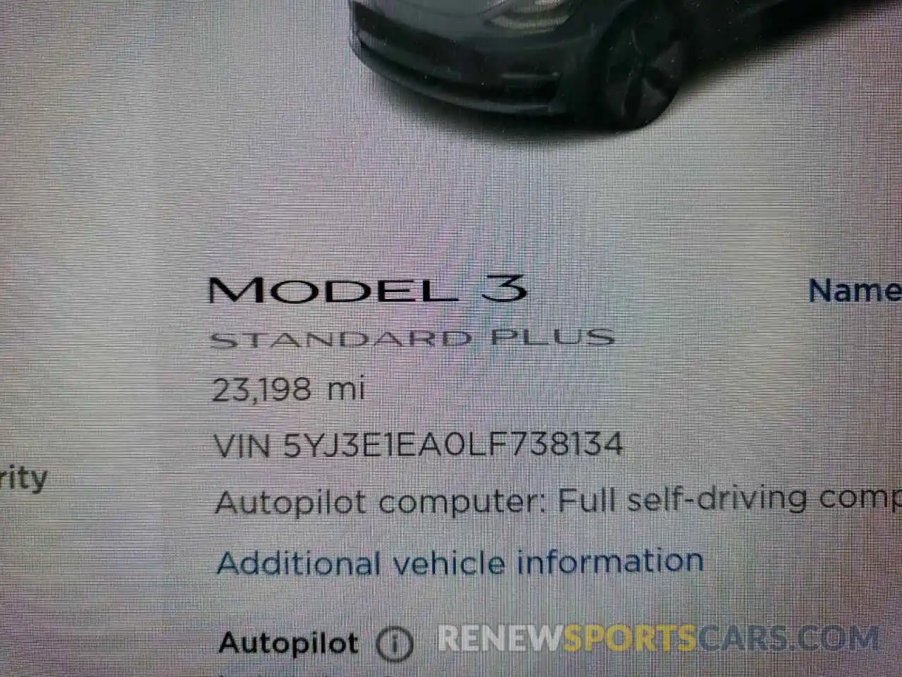 8 Photograph of a damaged car 5YJ3E1EA0LF738134 TESLA MODEL 3 2020