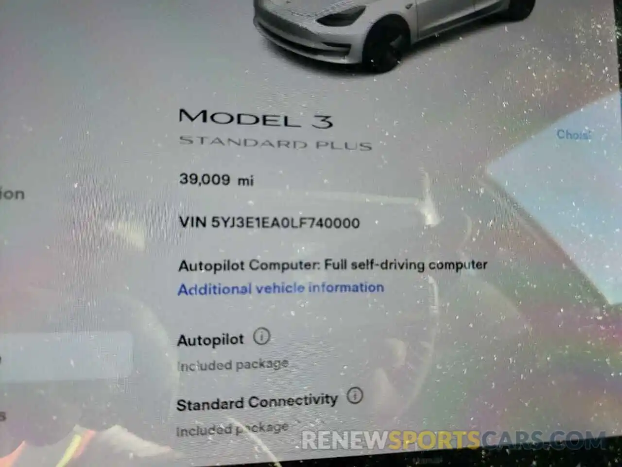 8 Photograph of a damaged car 5YJ3E1EA0LF740000 TESLA MODEL 3 2020