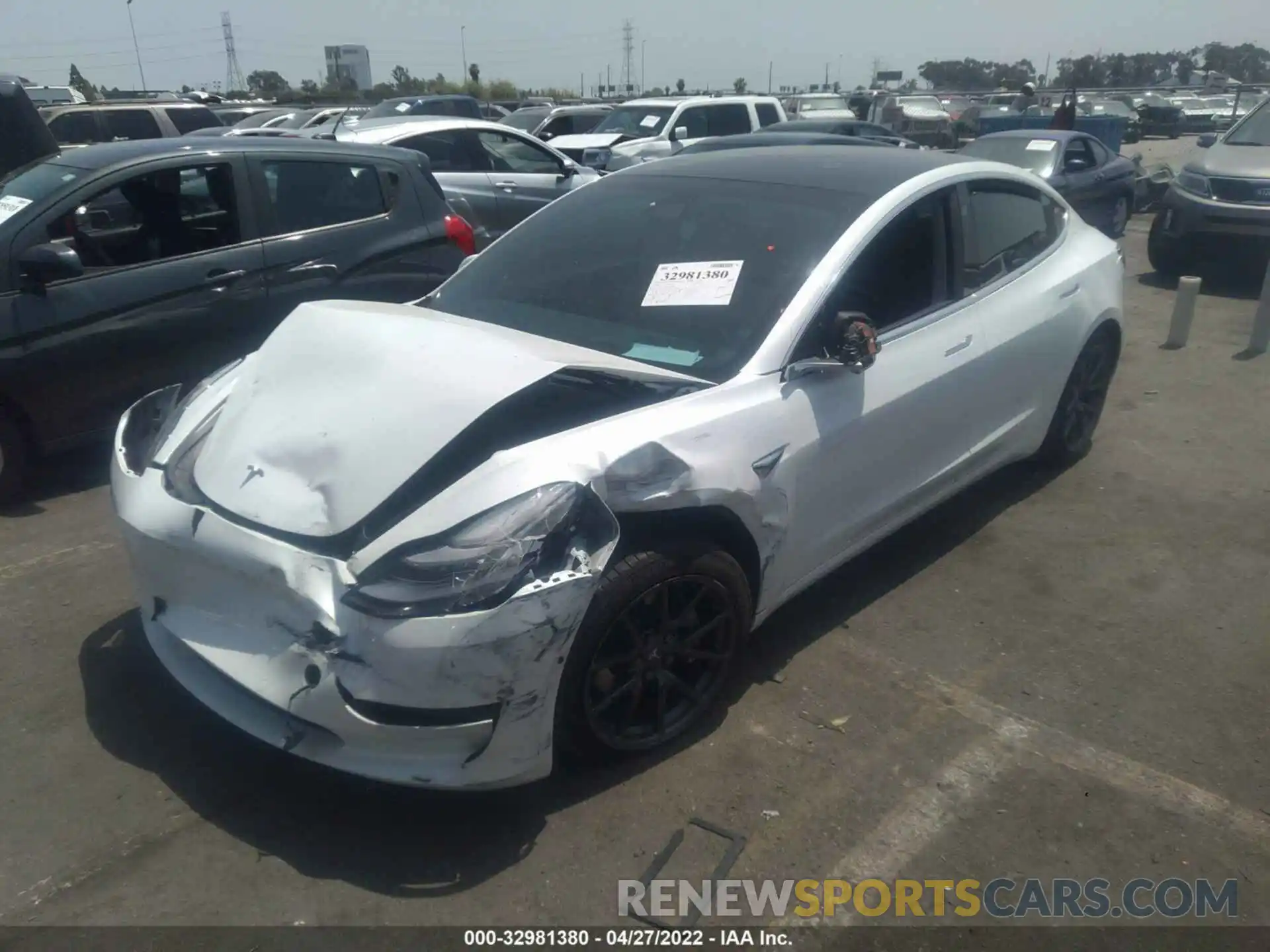 2 Photograph of a damaged car 5YJ3E1EA0LF744841 TESLA MODEL 3 2020