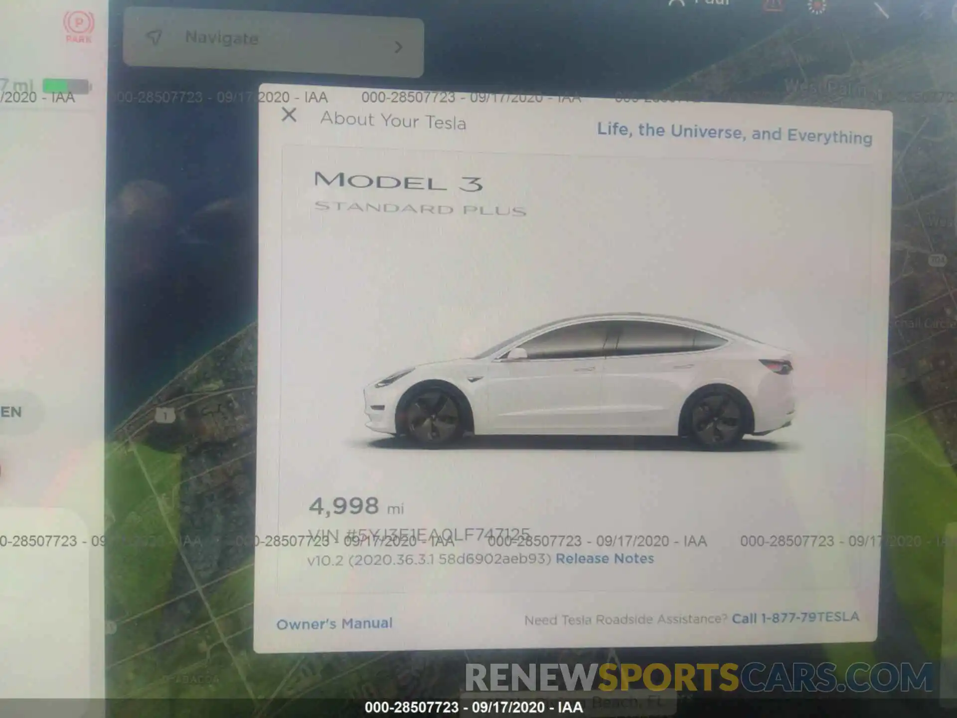 7 Photograph of a damaged car 5YJ3E1EA0LF747125 TESLA MODEL 3 2020