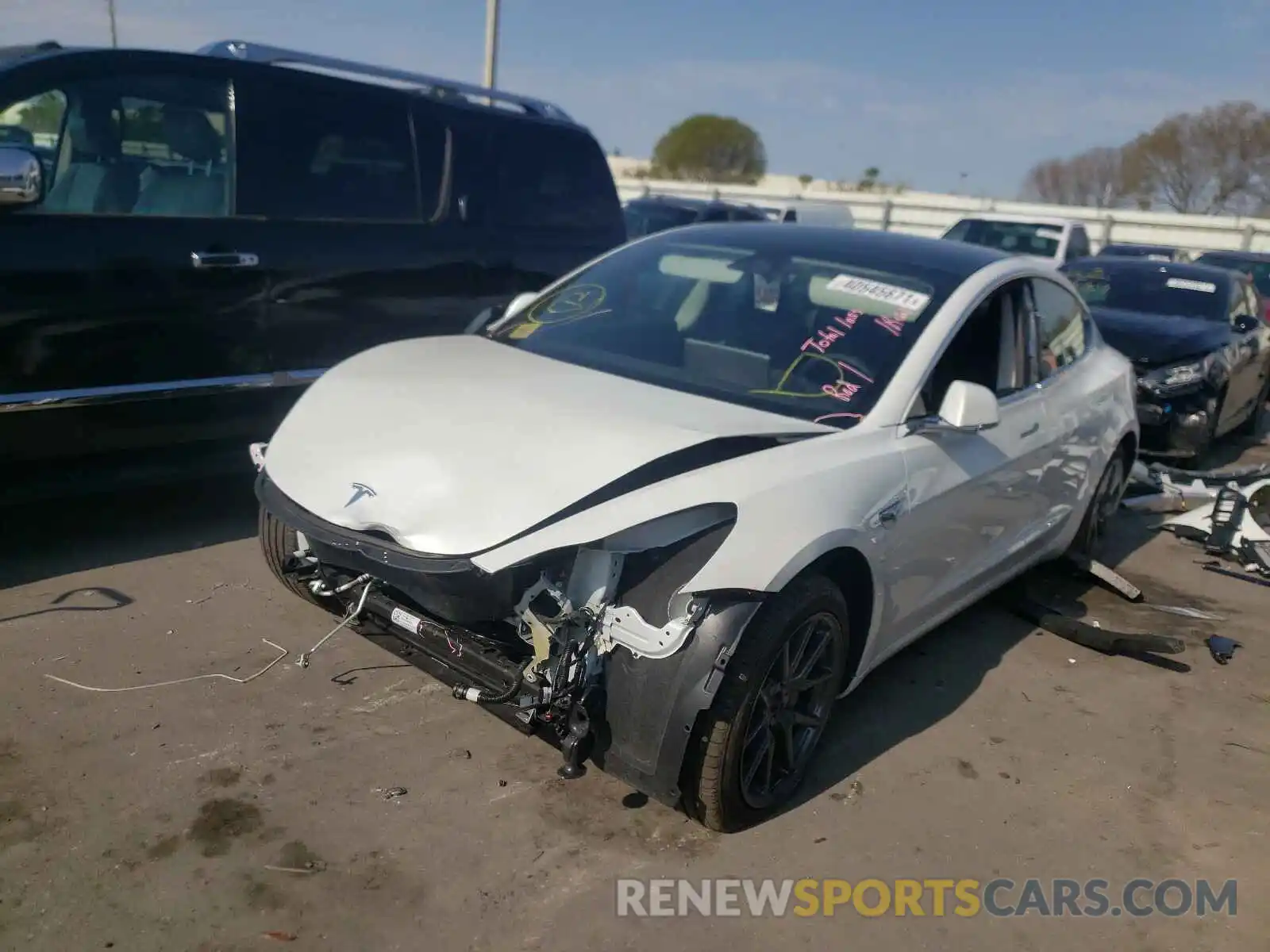 2 Photograph of a damaged car 5YJ3E1EA0LF783560 TESLA MODEL 3 2020