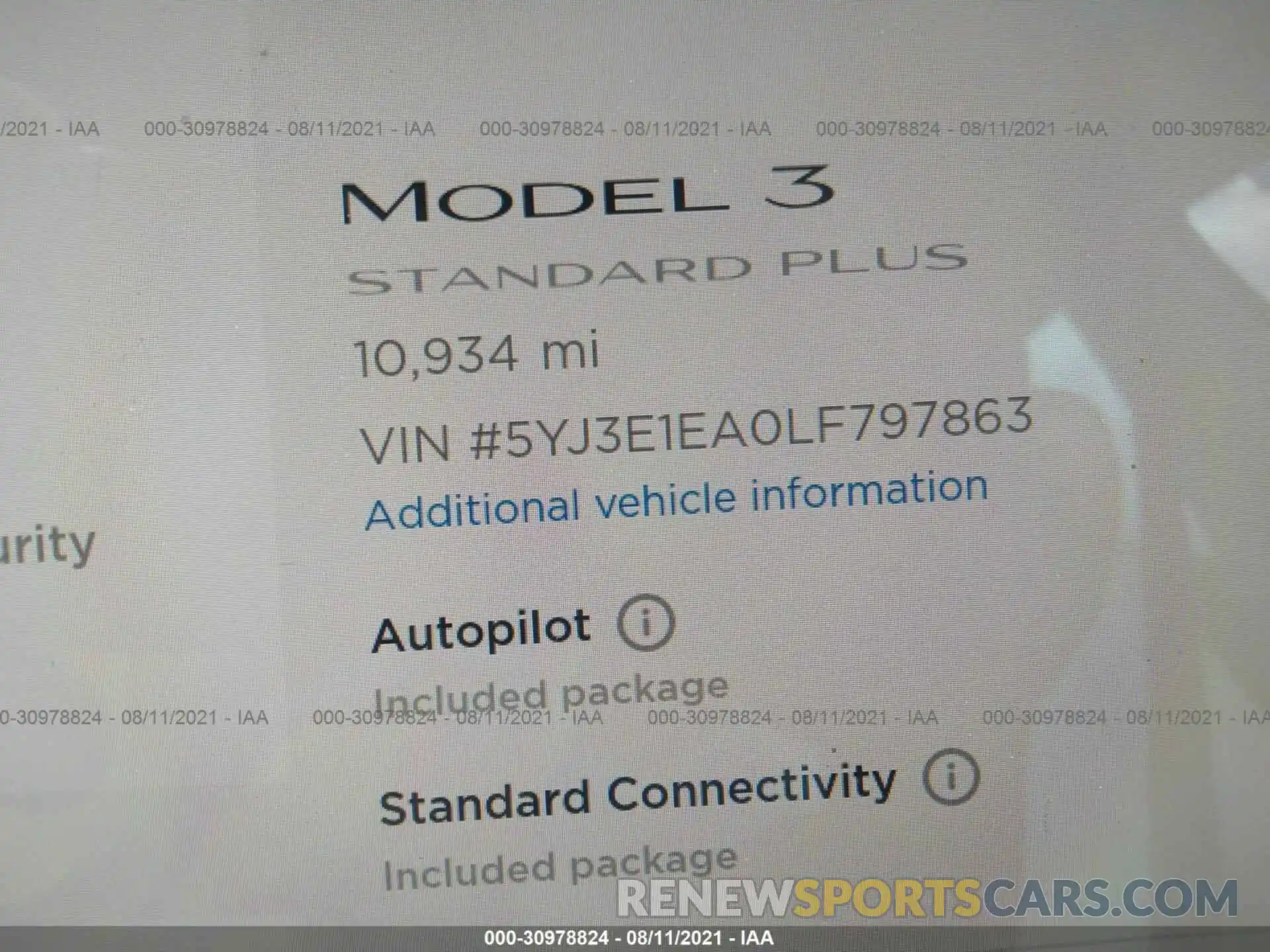 7 Photograph of a damaged car 5YJ3E1EA0LF797863 TESLA MODEL 3 2020