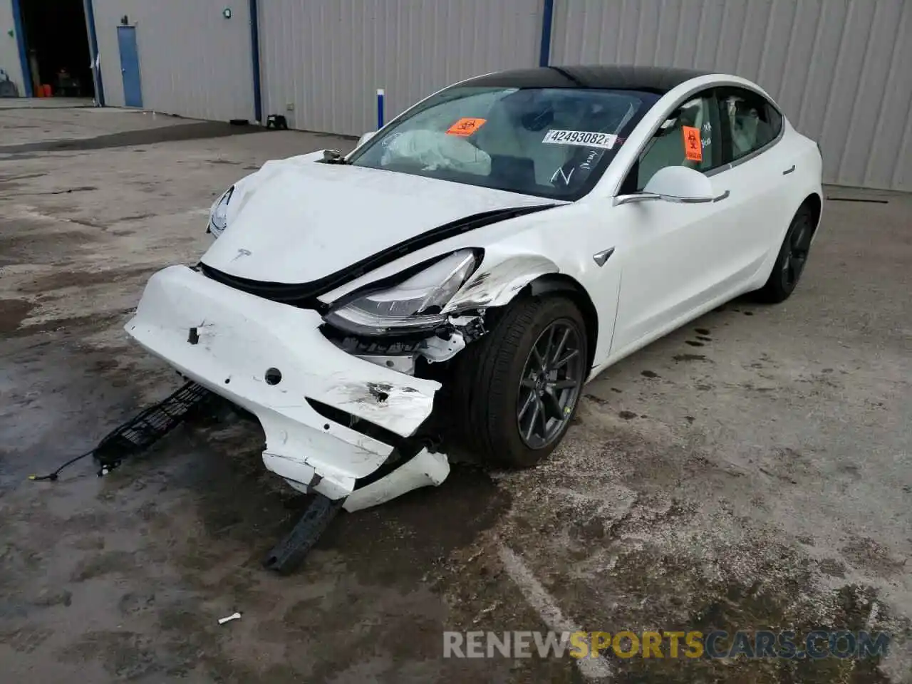 2 Photograph of a damaged car 5YJ3E1EA1LF599213 TESLA MODEL 3 2020