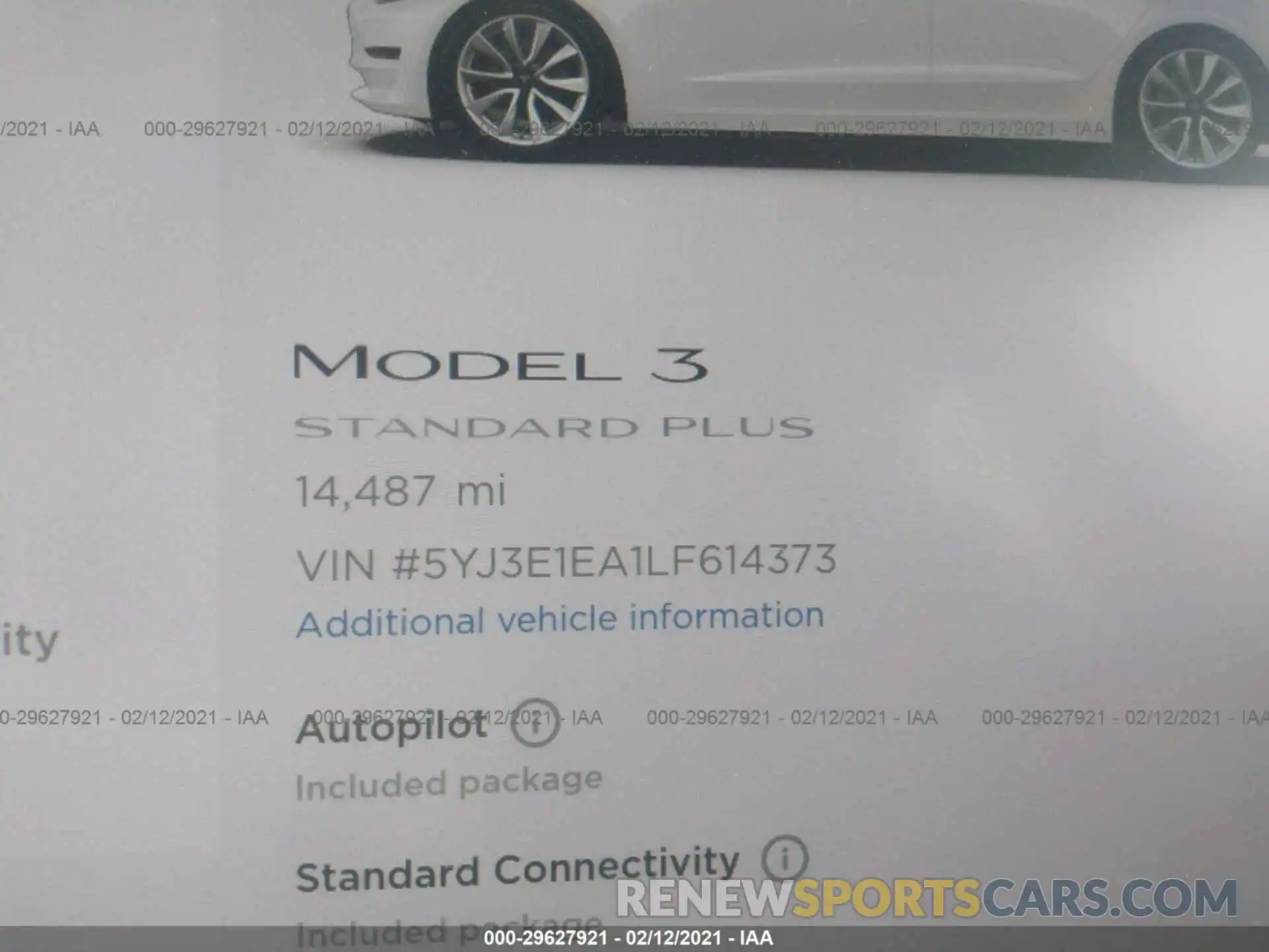 7 Фотография поврежденного автомобиля 5YJ3E1EA1LF614373 TESLA MODEL 3 2020