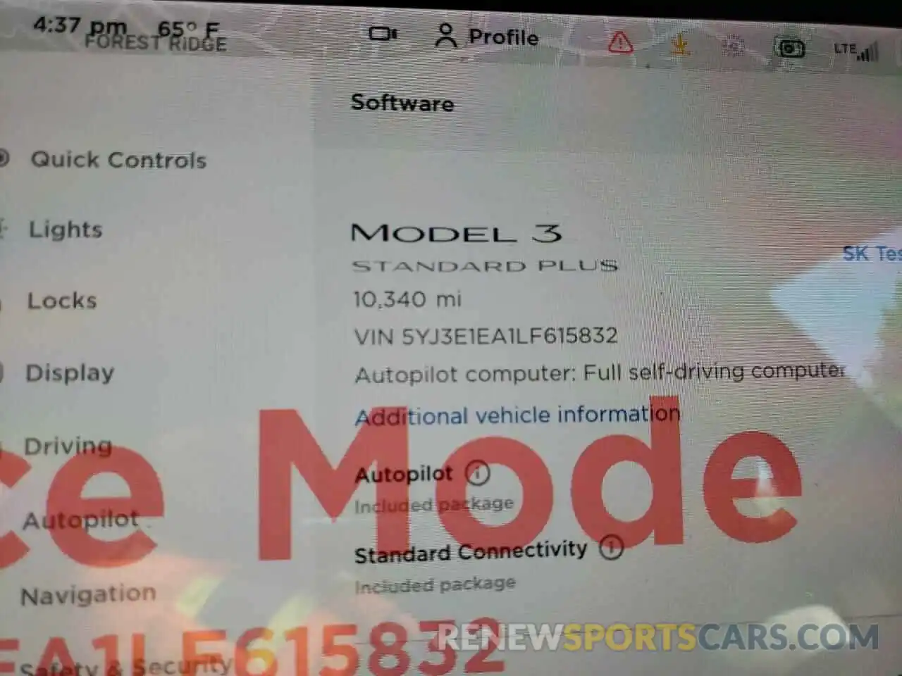 8 Фотография поврежденного автомобиля 5YJ3E1EA1LF615832 TESLA MODEL 3 2020