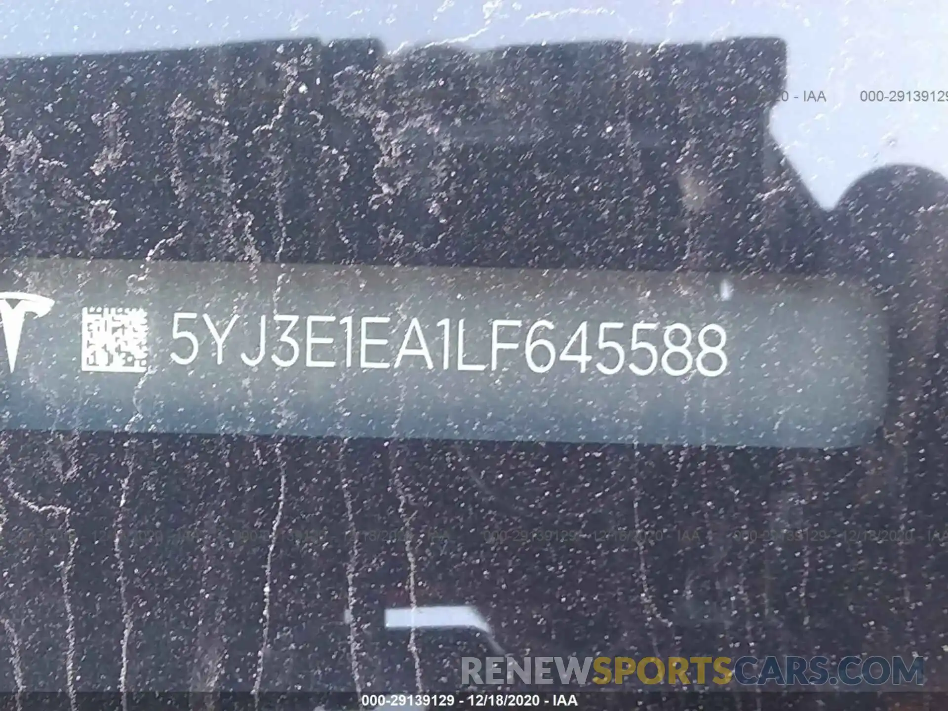 9 Photograph of a damaged car 5YJ3E1EA1LF645588 TESLA MODEL 3 2020