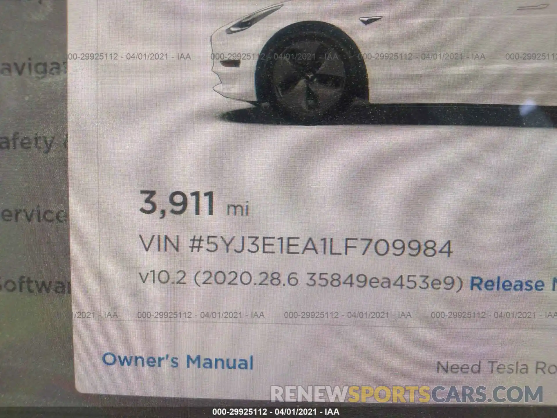 7 Photograph of a damaged car 5YJ3E1EA1LF709984 TESLA MODEL 3 2020