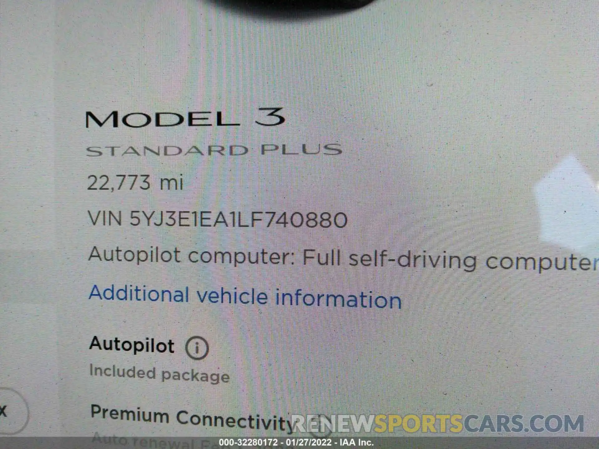 9 Photograph of a damaged car 5YJ3E1EA1LF740880 TESLA MODEL 3 2020