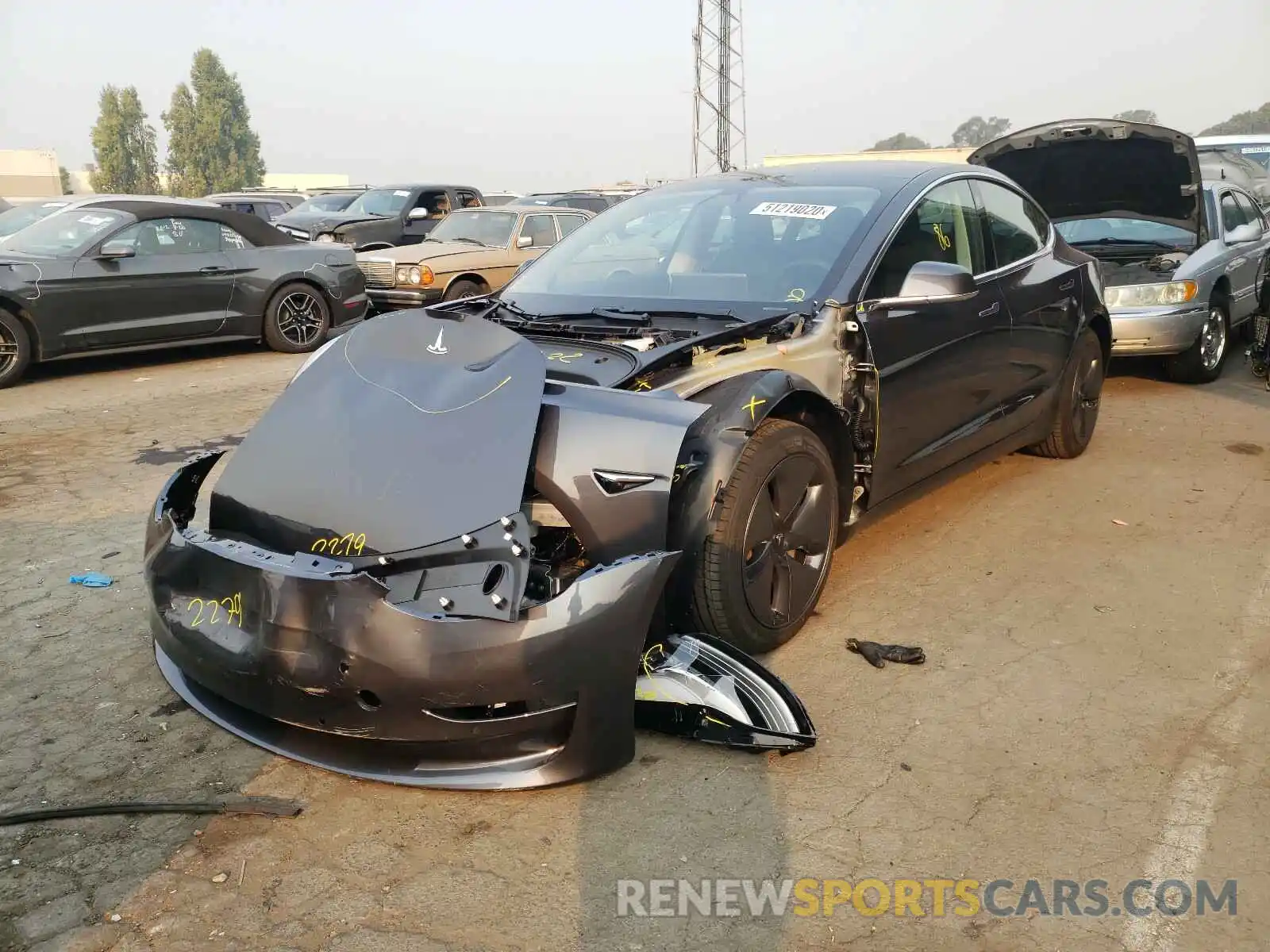 2 Photograph of a damaged car 5YJ3E1EA1LF798410 TESLA MODEL 3 2020