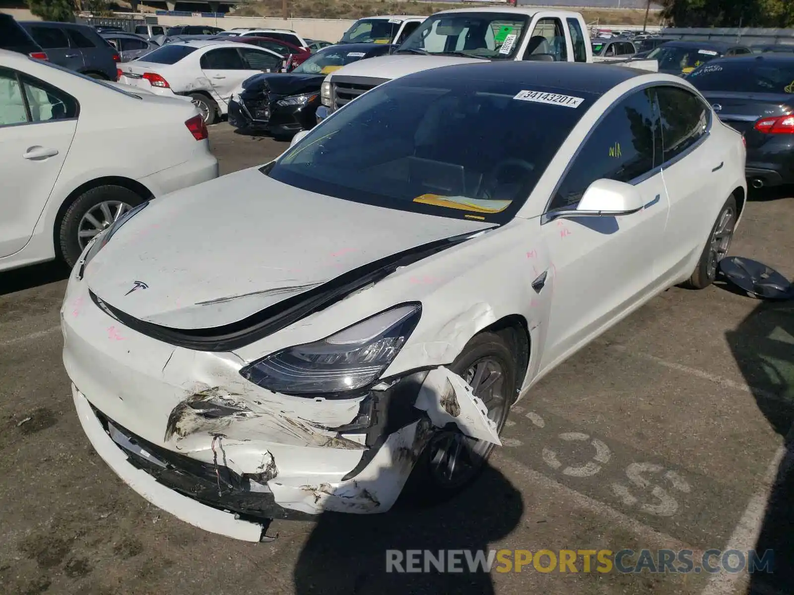 2 Photograph of a damaged car 5YJ3E1EA1LF805887 TESLA MODEL 3 2020