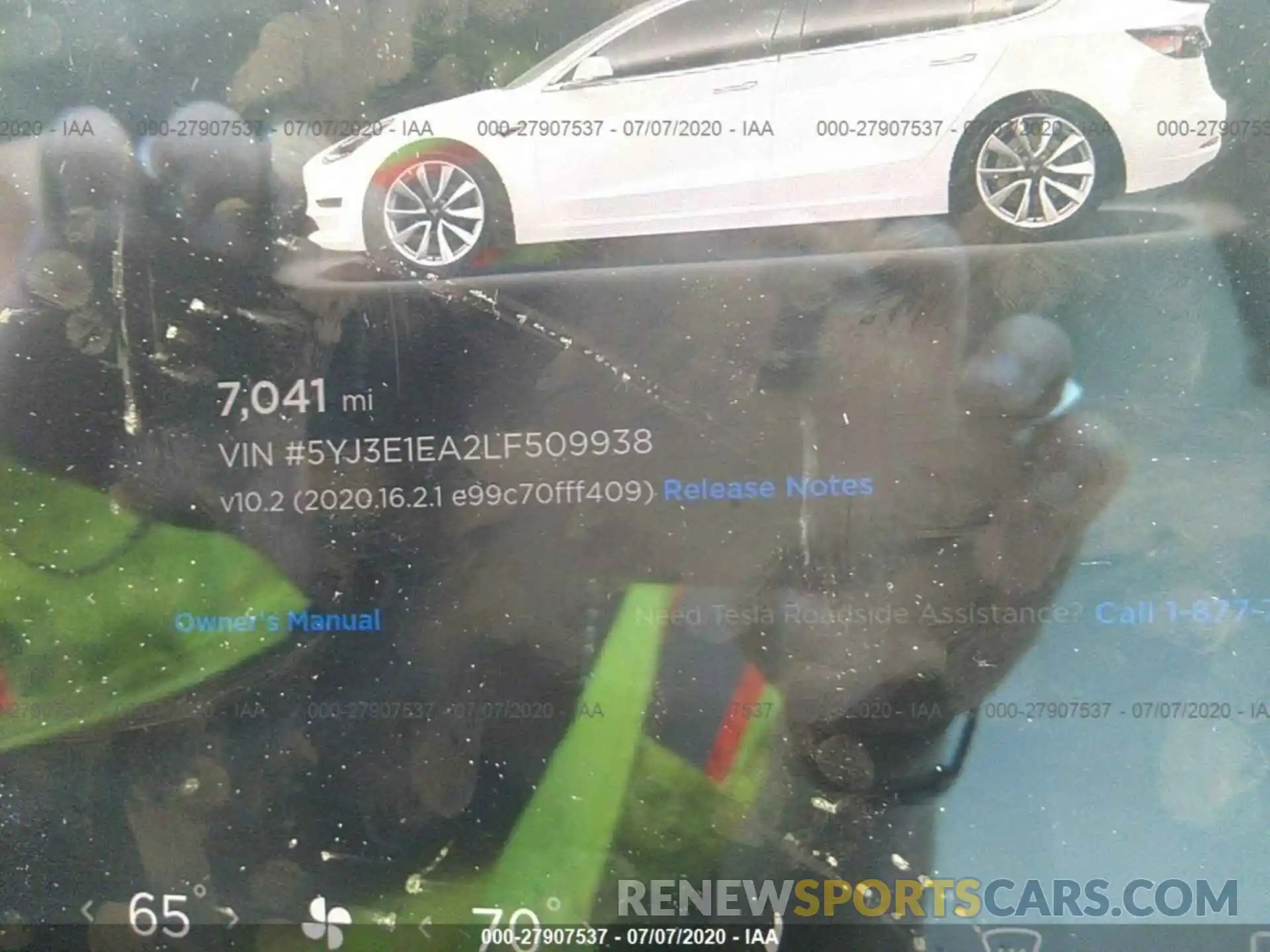 7 Photograph of a damaged car 5YJ3E1EA2LF509938 TESLA MODEL 3 2020