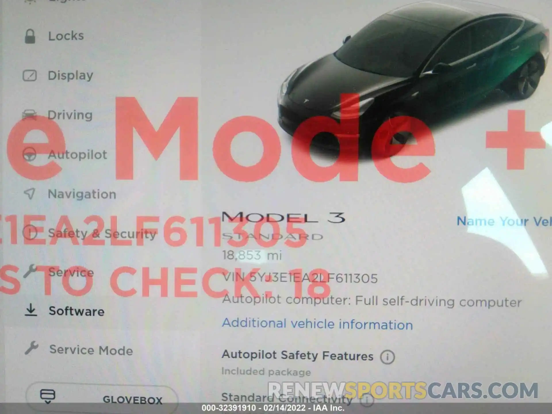 7 Photograph of a damaged car 5YJ3E1EA2LF611305 TESLA MODEL 3 2020