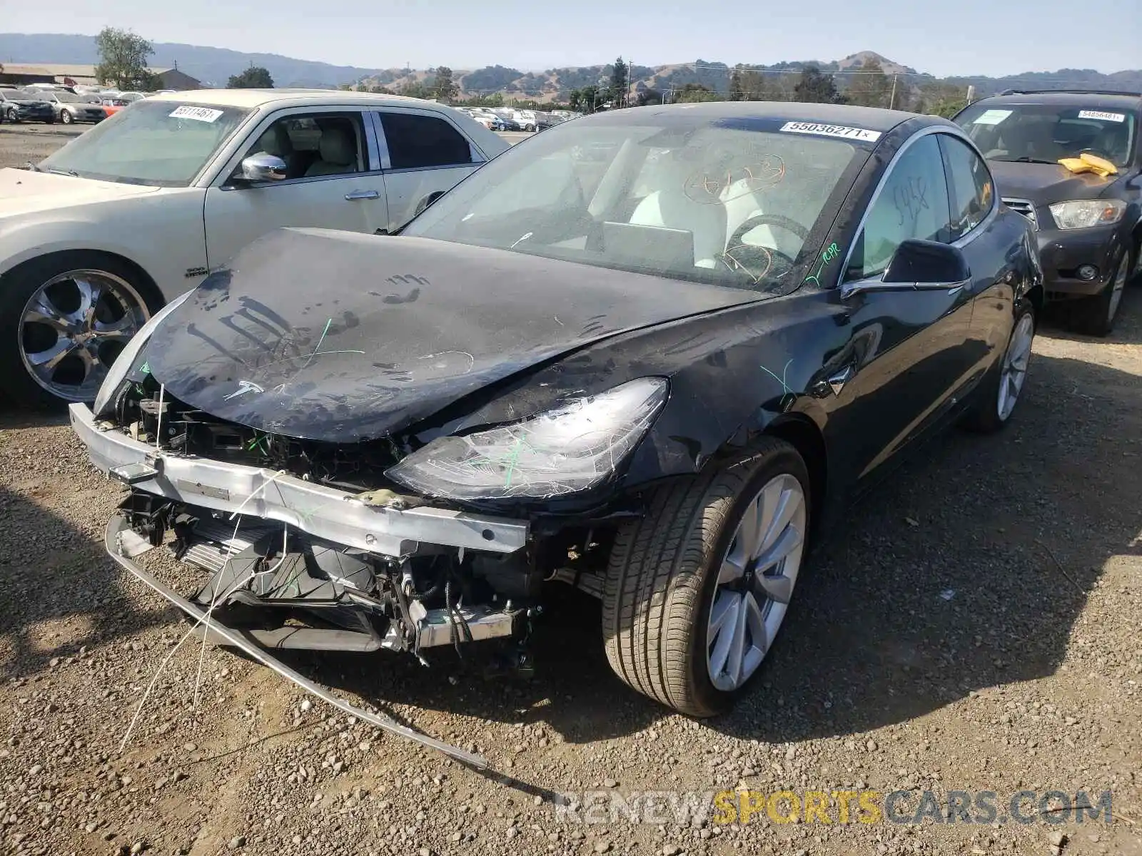 2 Photograph of a damaged car 5YJ3E1EA2LF615743 TESLA MODEL 3 2020