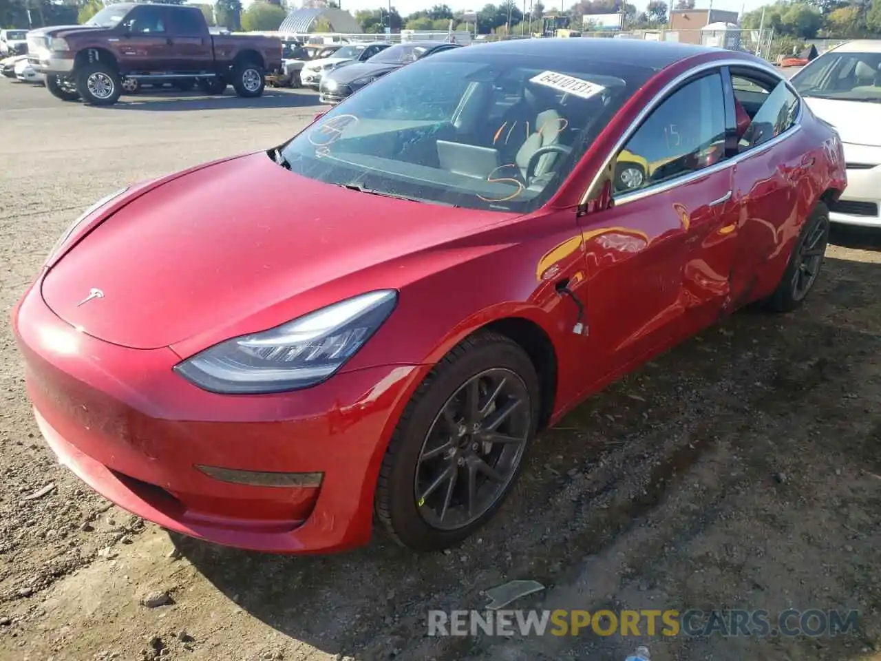 2 Photograph of a damaged car 5YJ3E1EA2LF644420 TESLA MODEL 3 2020