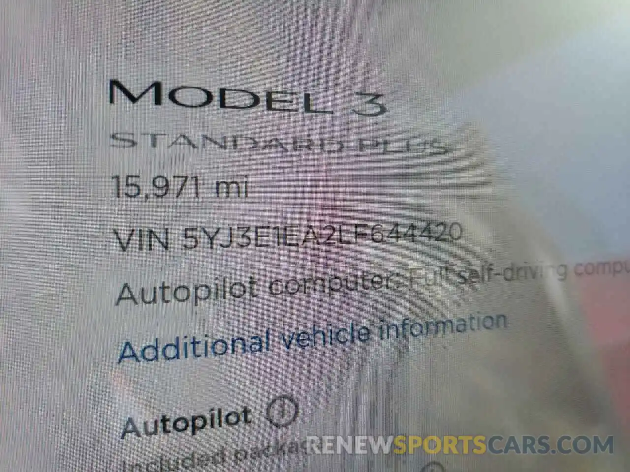 8 Photograph of a damaged car 5YJ3E1EA2LF644420 TESLA MODEL 3 2020