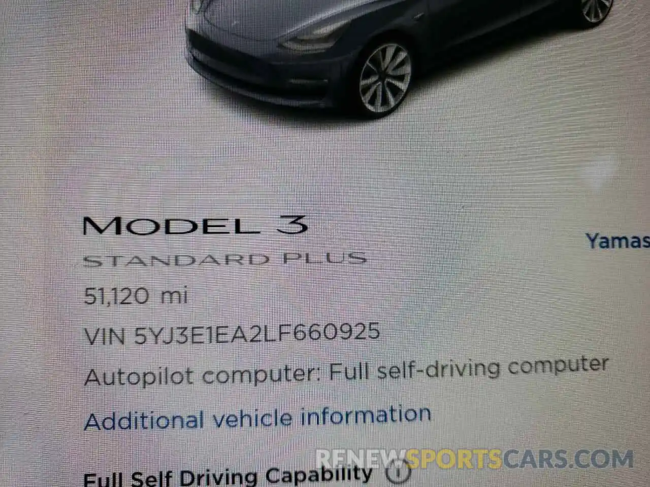 8 Photograph of a damaged car 5YJ3E1EA2LF660925 TESLA MODEL 3 2020