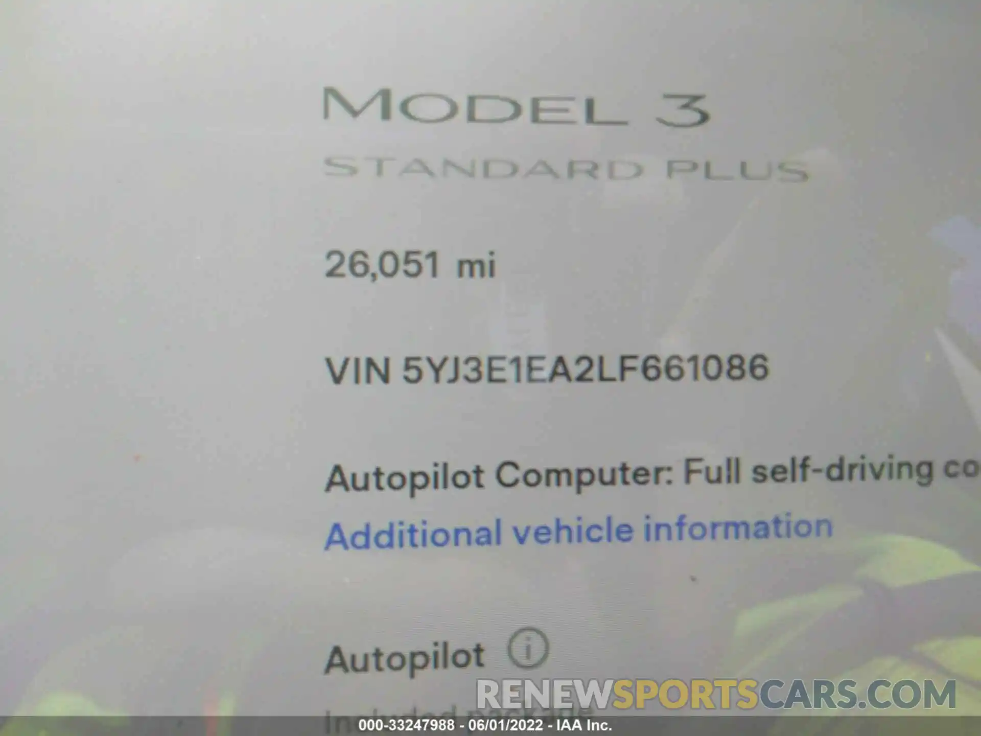 9 Photograph of a damaged car 5YJ3E1EA2LF661086 TESLA MODEL 3 2020