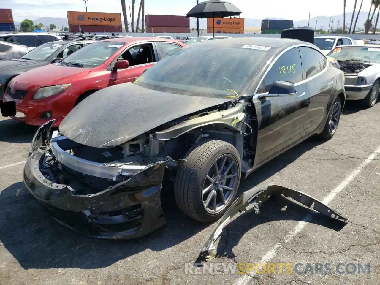 2 Photograph of a damaged car 5YJ3E1EA2LF704437 TESLA MODEL 3 2020