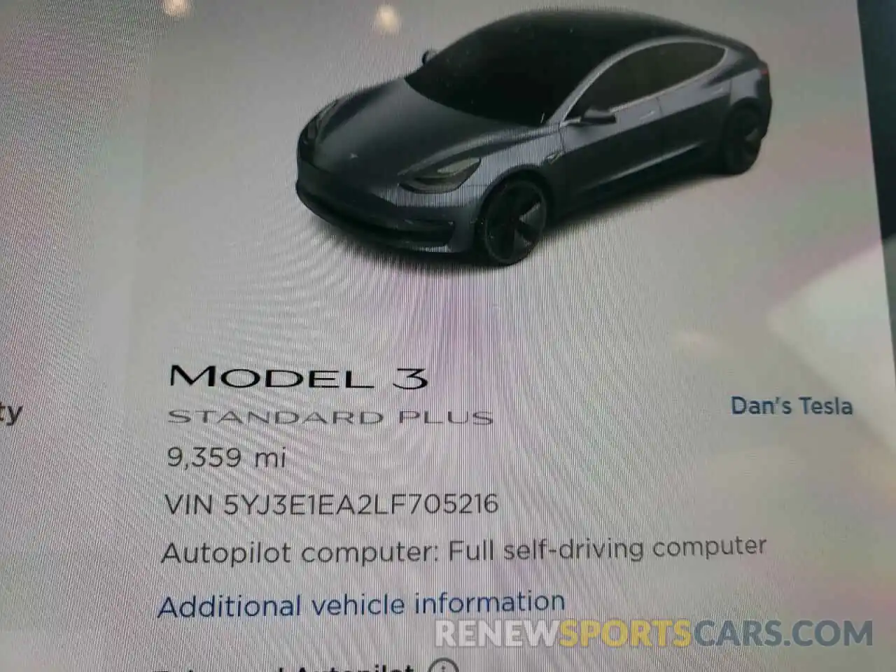 8 Photograph of a damaged car 5YJ3E1EA2LF705216 TESLA MODEL 3 2020