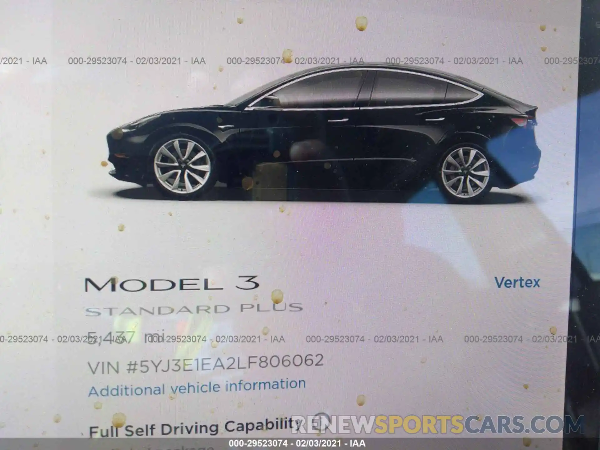 7 Photograph of a damaged car 5YJ3E1EA2LF806062 TESLA MODEL 3 2020