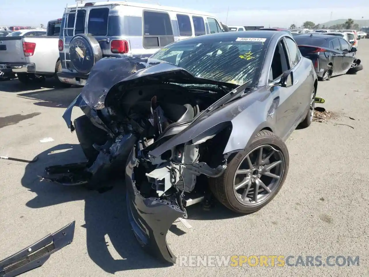 2 Photograph of a damaged car 5YJ3E1EA2LF807356 TESLA MODEL 3 2020