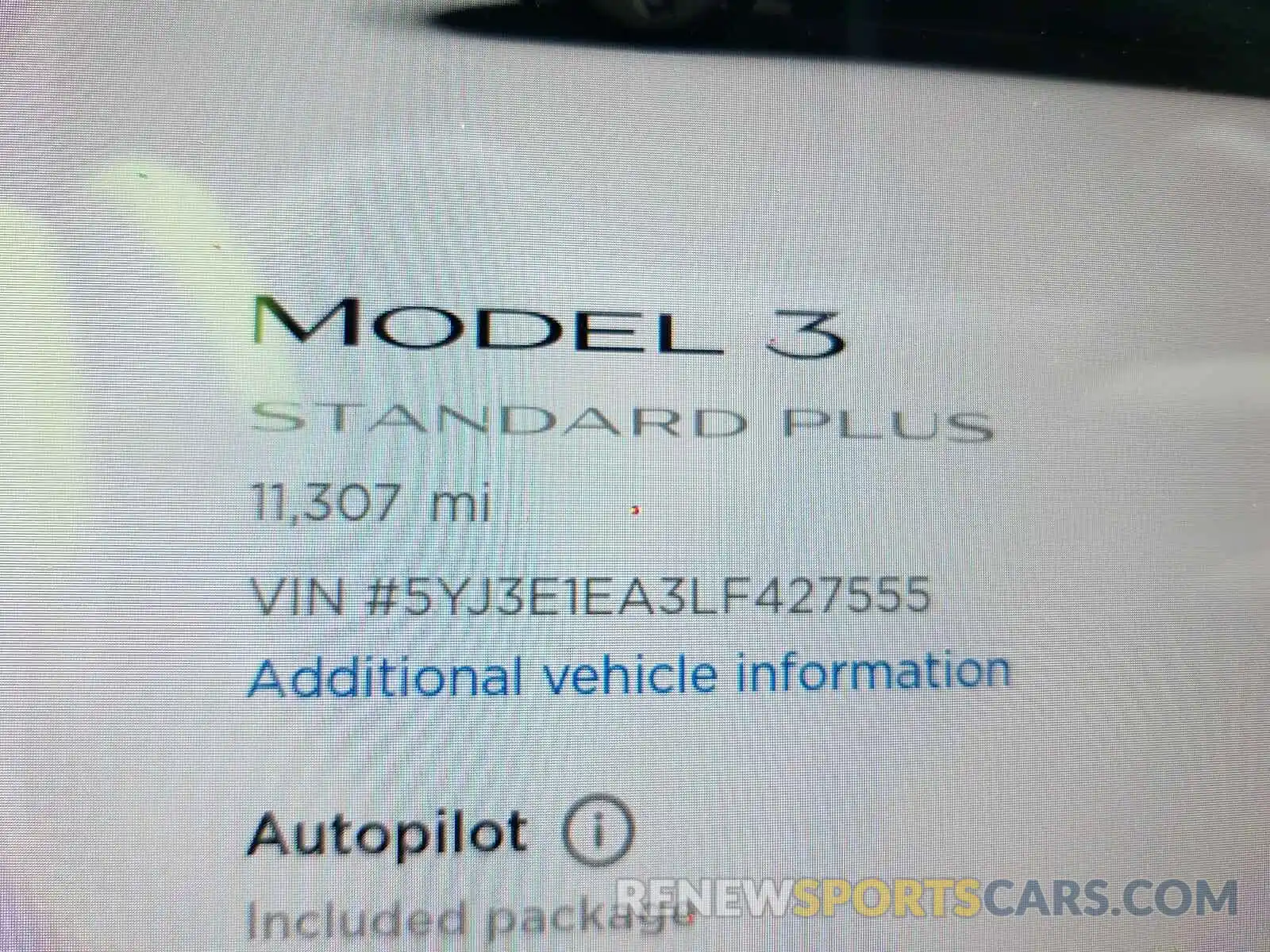 8 Photograph of a damaged car 5YJ3E1EA3LF427555 TESLA MODEL 3 2020